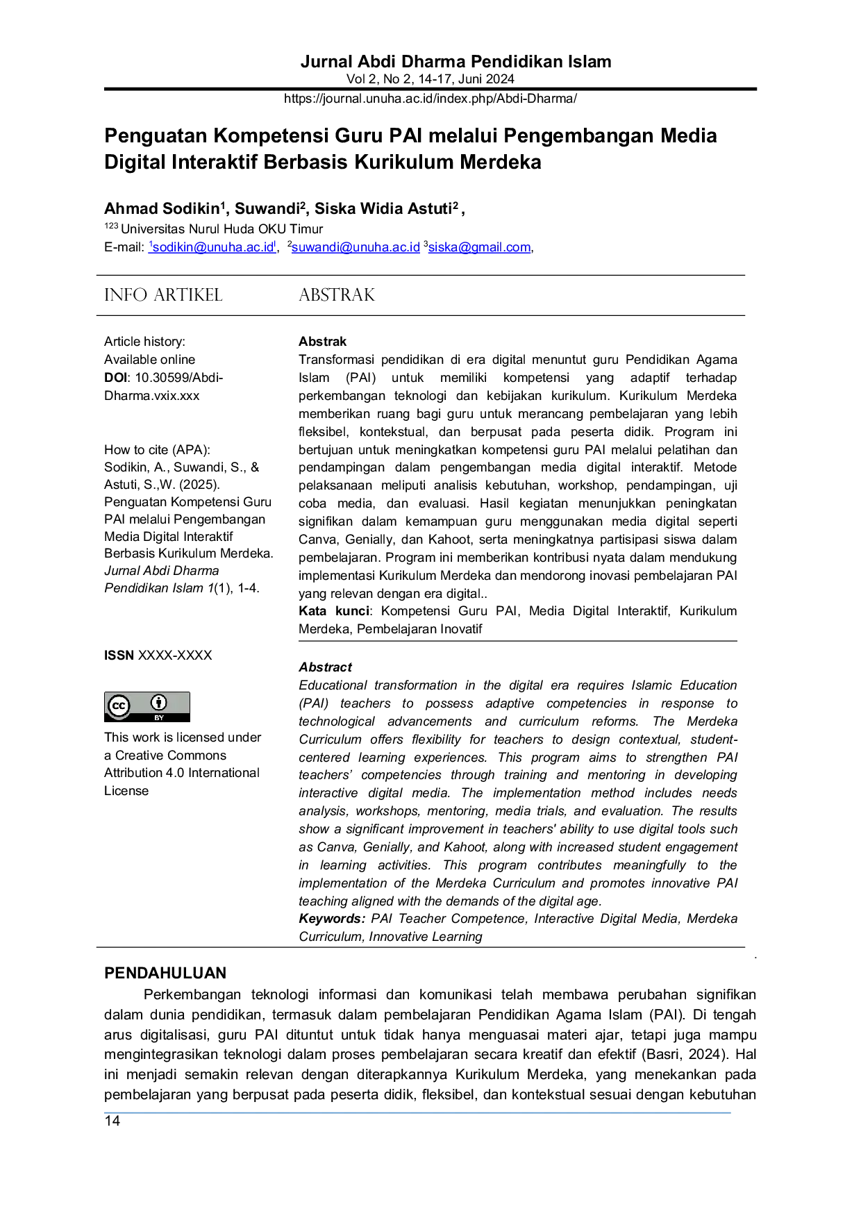 JURIS Strengthening the Competence of Islamic Education Teachers through the Development of Interactive Digital Media Based on the Merdeka Curriculum