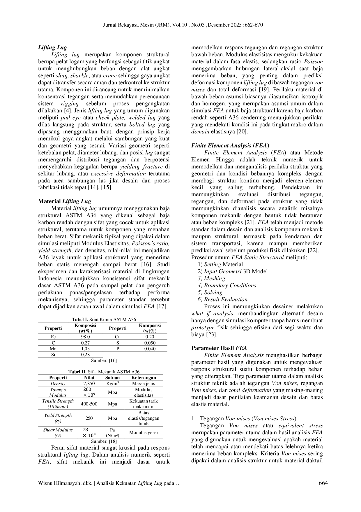 JURIS Analisis Kekuatan Lifting Lug pada Proses Dismantling Chimney Berbasis Finite Element Analysis