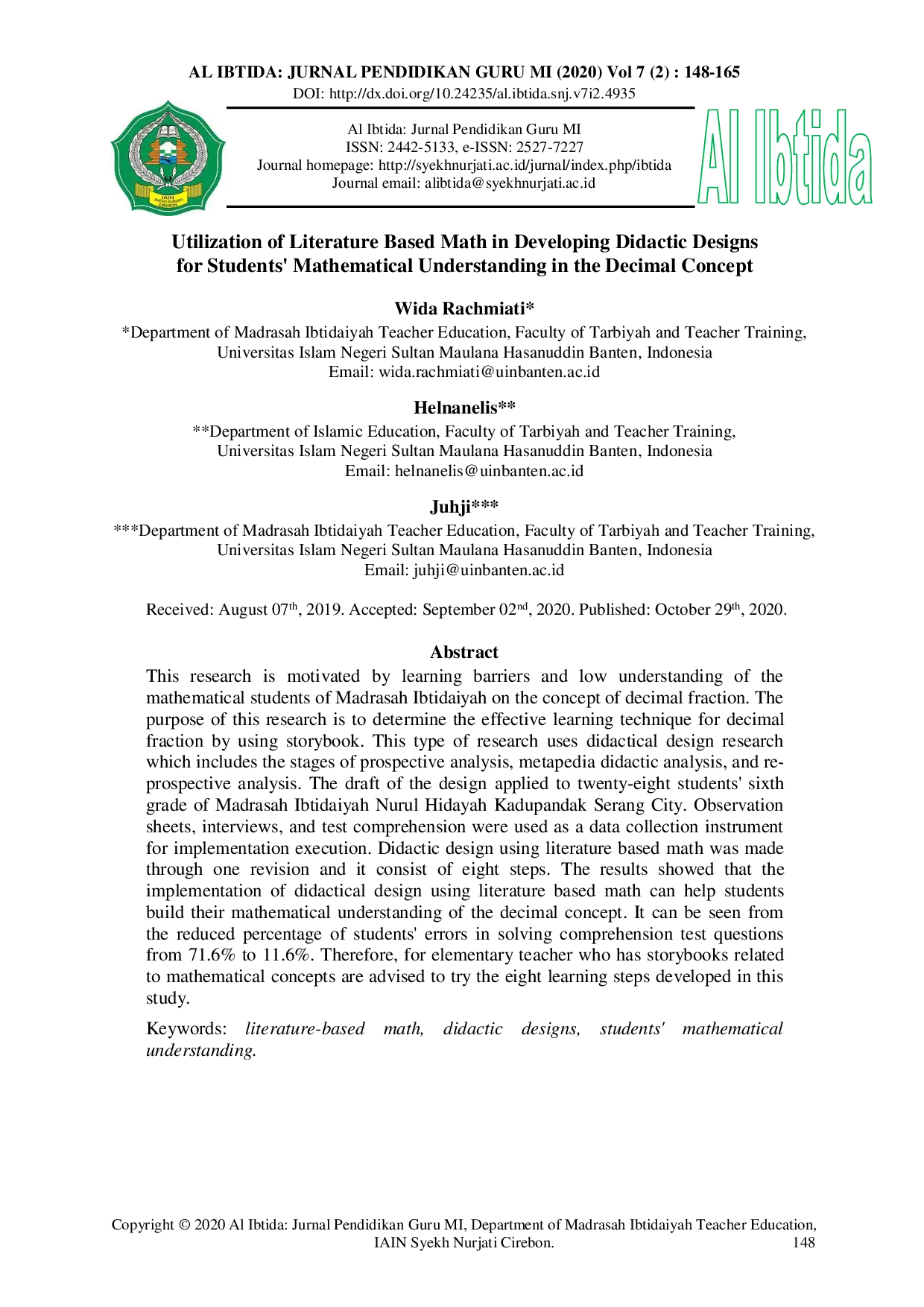 juris Utilization of Literature Based Math in Developing Didactic Designs for Students Mathematical Understanding in the Decimal Concept