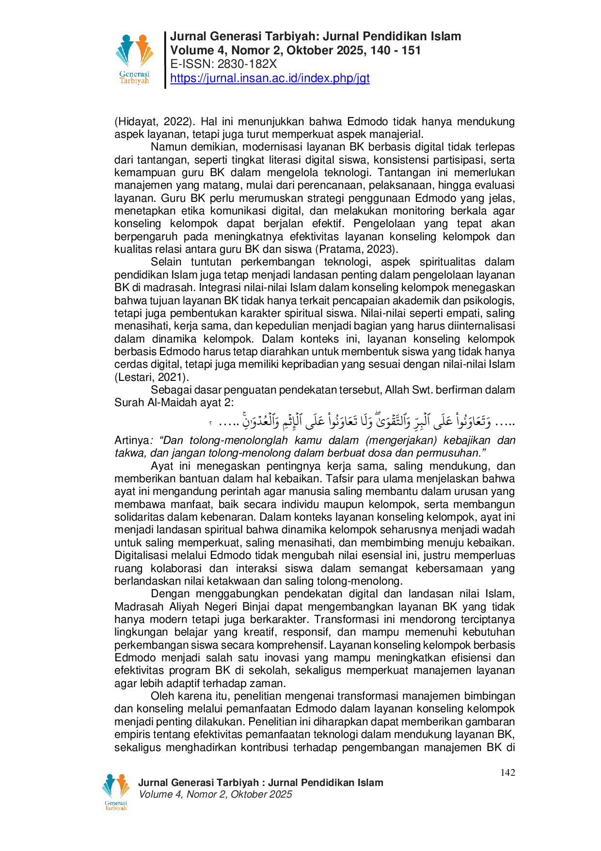 JURIS Transformasi Manajemen BK melalui Pemanfaatan Edmodo dalam Pelaksanaan Layanan Konseling Kelompok di MAN Binjai