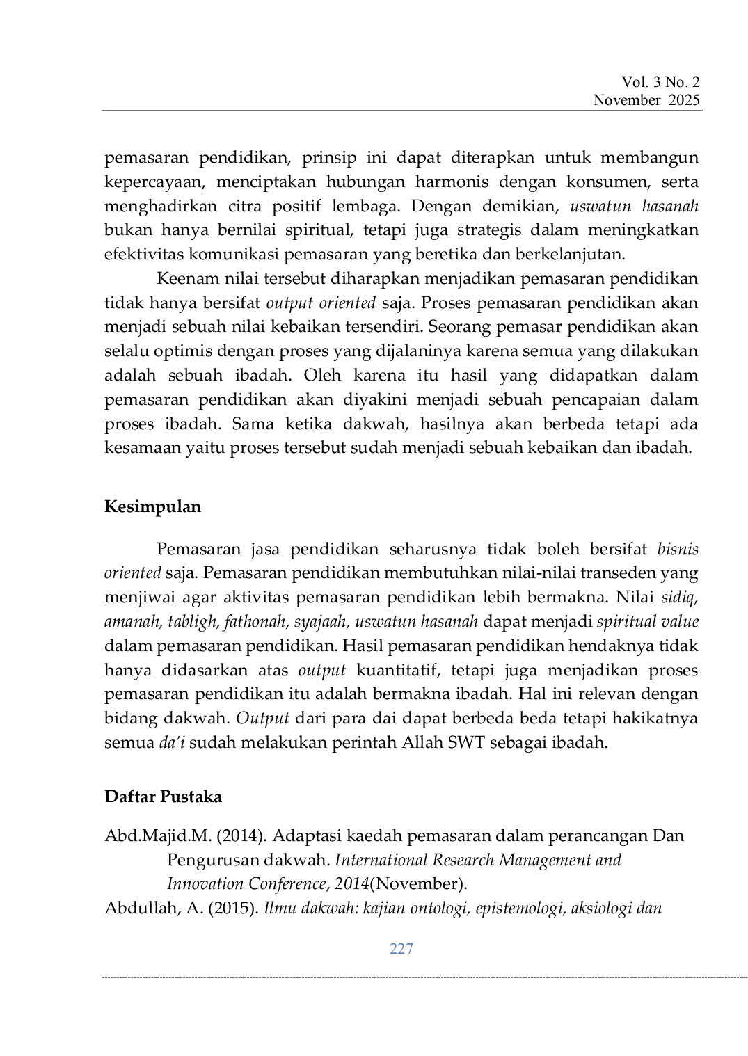 JURIS Internalisasi Nilai Nilai Dakwah dalam Bauran Pemasaran Pendidikan