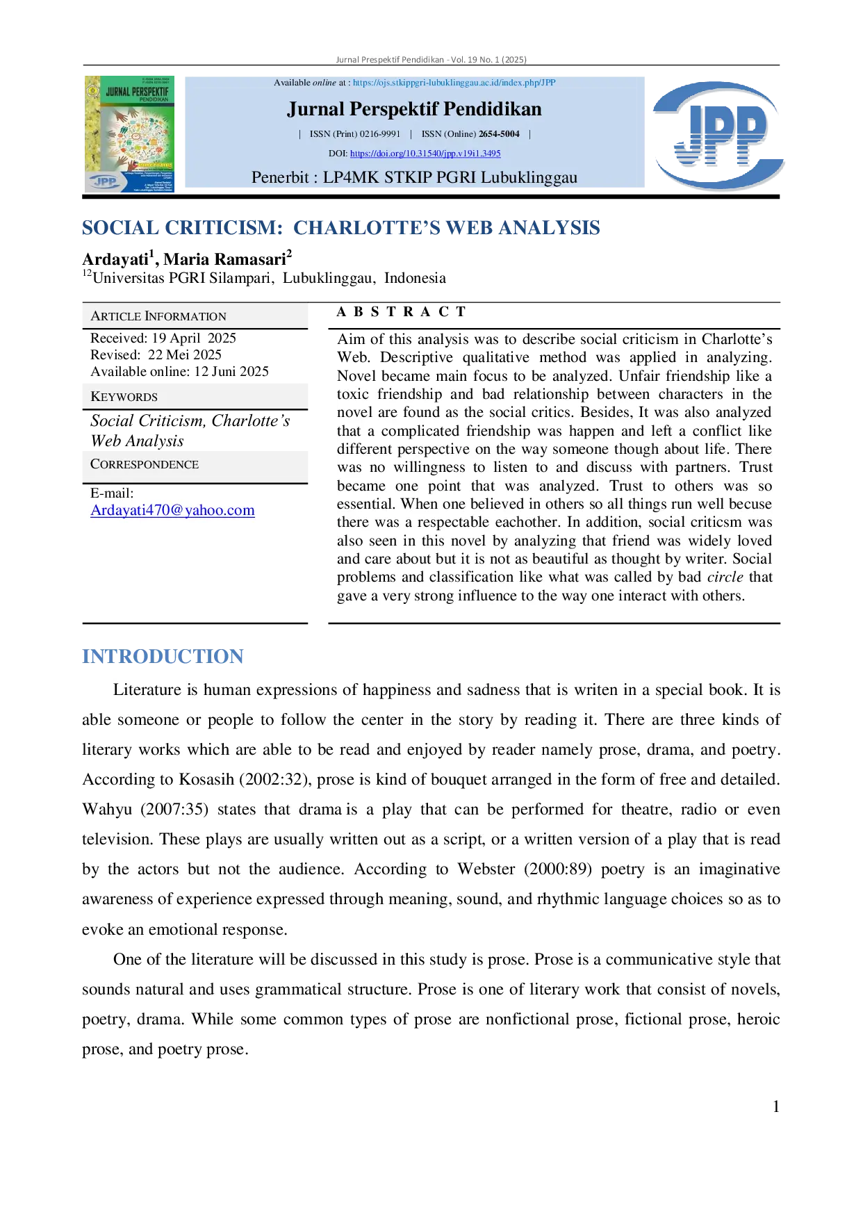 JURIS Social Criticism Charlotte s Web Analysis