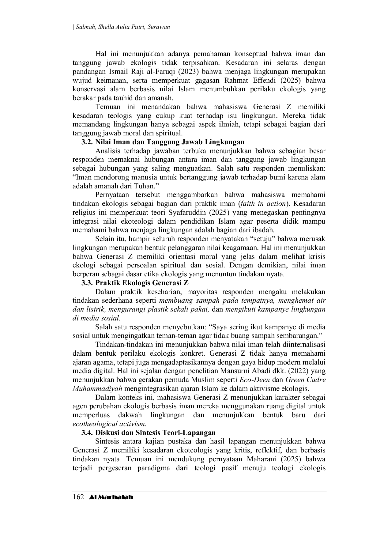 JURIS Faith In Forest Persepsi Generasi Z Terhadap Ecotheology Dan Kepedulian Lingkungan Dalam Konteks Keagamaan