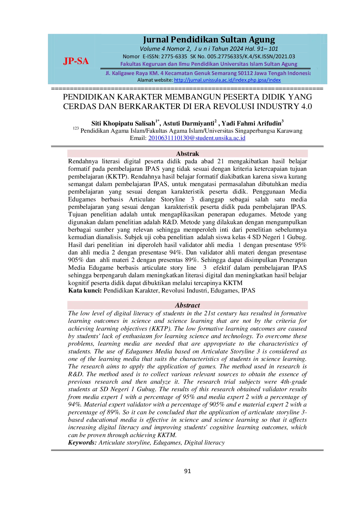 JURIS Pendidikan Karakter Membangun Peserta Didik Yang Cerdas Dan Berkarakter Di Era Revolusi Industry 4 0