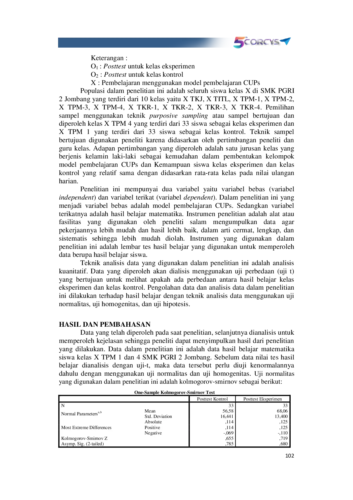 JURIS Pengaruh Model Pembelajaran CUPS Terhadap Hasil Belajar Matematika Siswa Kelas X SMK PGRI 2 Jombang