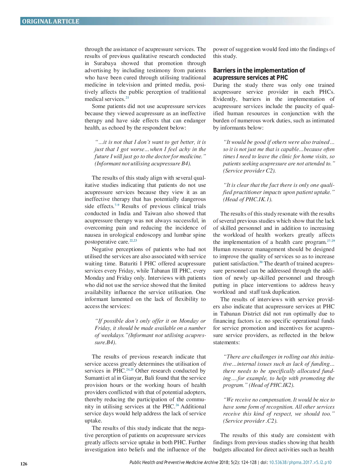 JURIS Perceptions of patients and providers on the use of acupressure services at Public Health Centres Tabanan District Bali