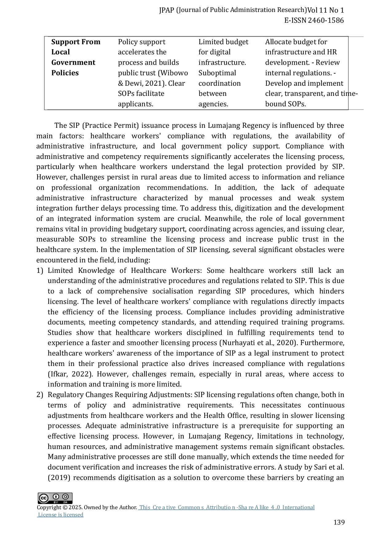 JURIS The Analysis of the Licensing System in Healthcare Worker Practice License Services in Lumajang Regency