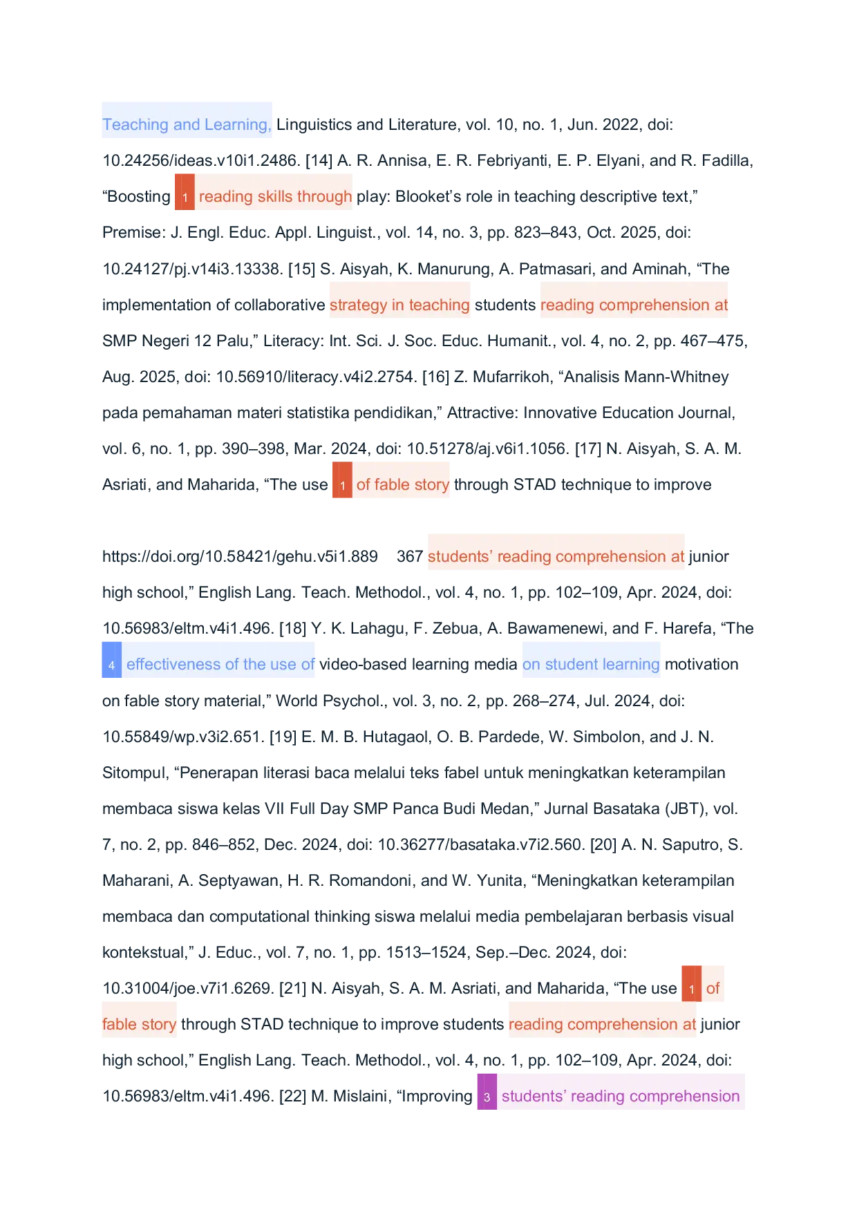 JURIS Improving Reading Comprehension by Using Fable Text of the Nineth Grade Students of SMP Negeri 1 Palu