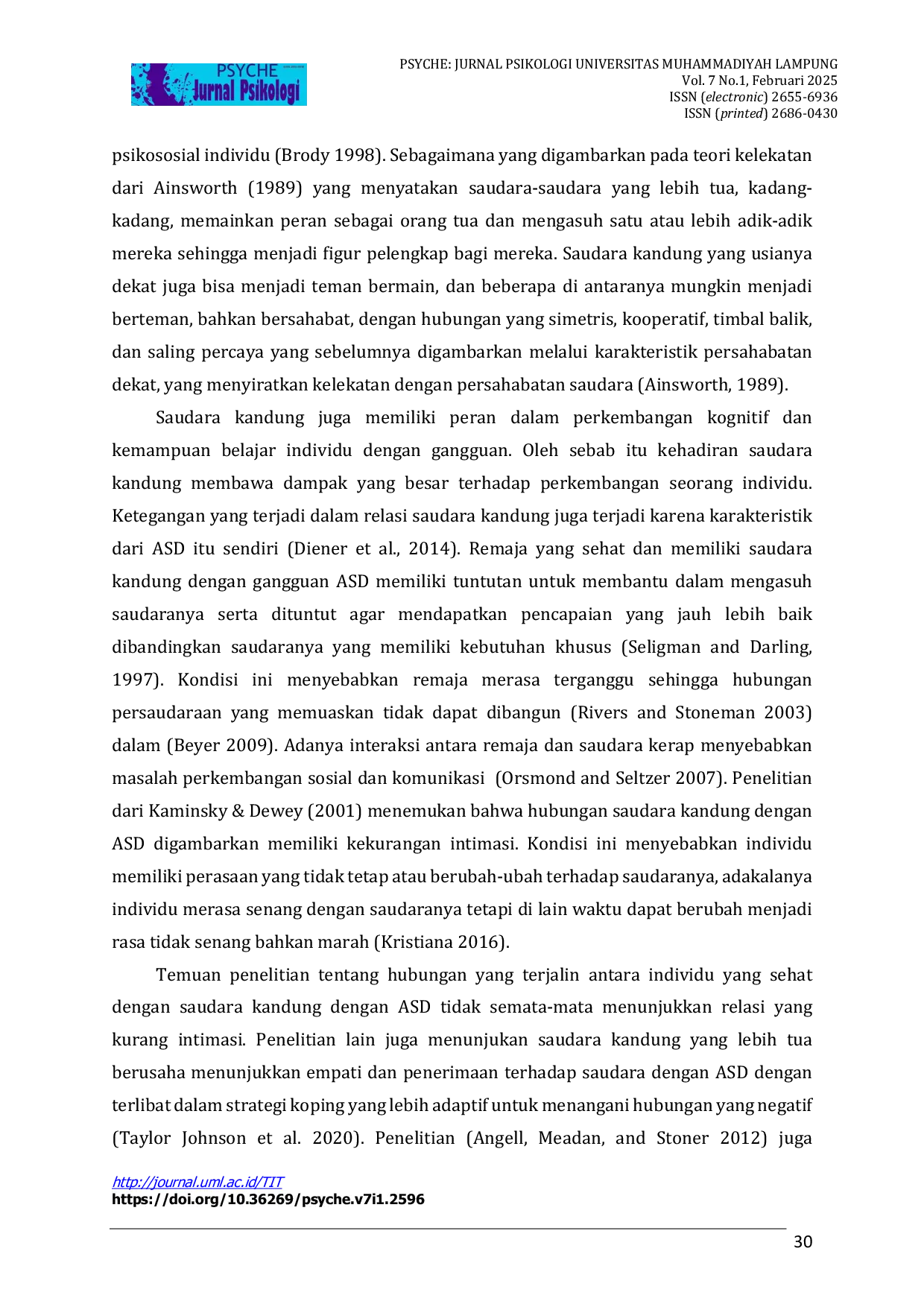 JURIS Engkau Berharga Bagiku Relasi Saudara Remaja yang Memiliki Saudara Kandung dengan Autism Spectrum Disorder