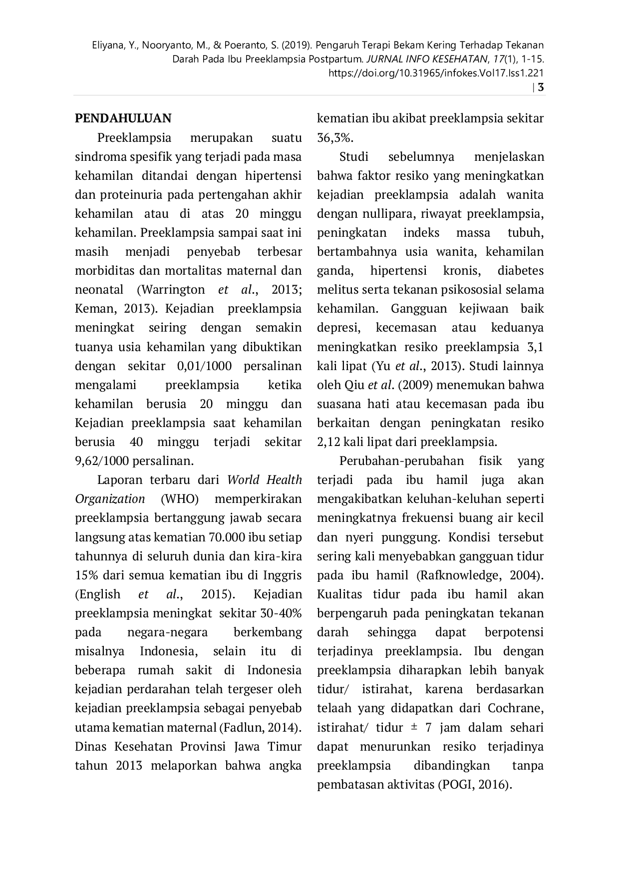 JURIS Effect Of Dry Cupping On Blood Pressure In Preeclampsia Postpartum Mother