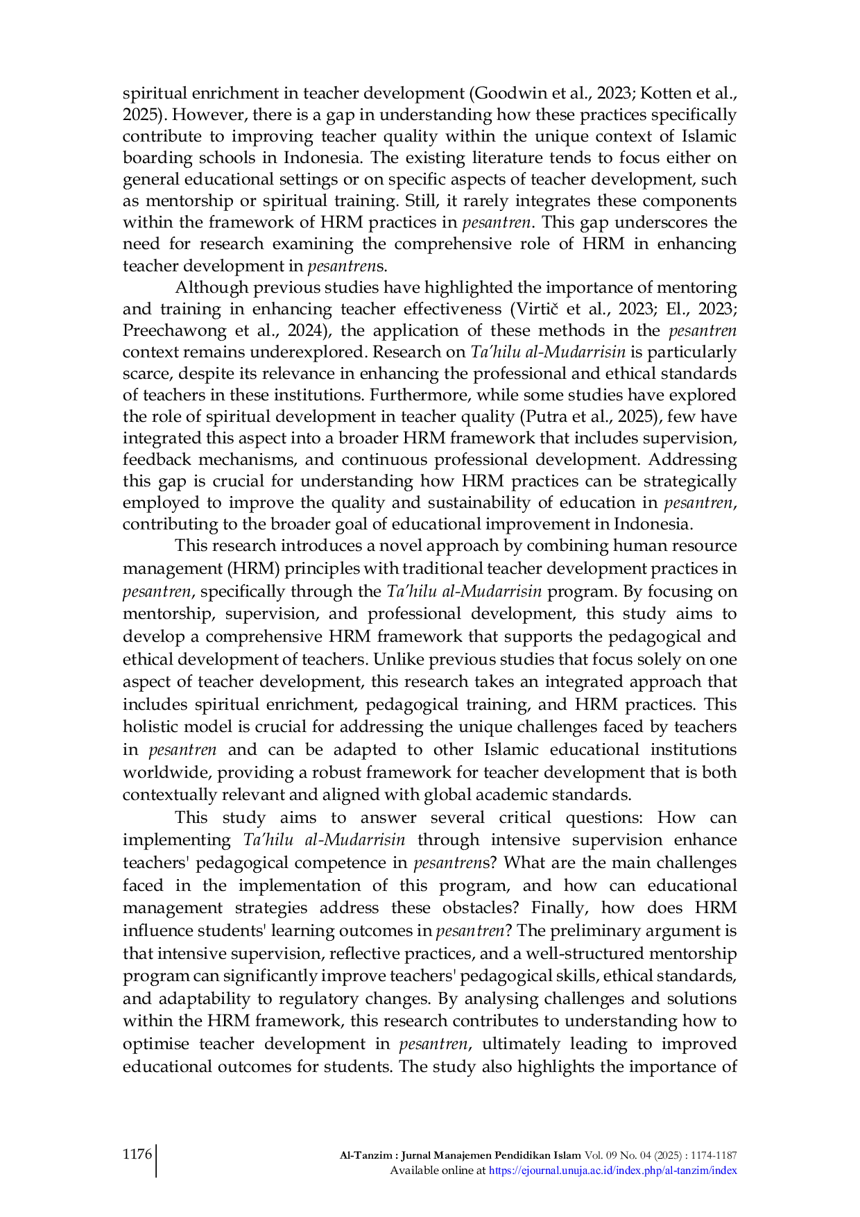 JURIS Strengthening Teacher Development in Pesantren The Role of Human Resource Management Practices in Ta hilu al Mudarrisin