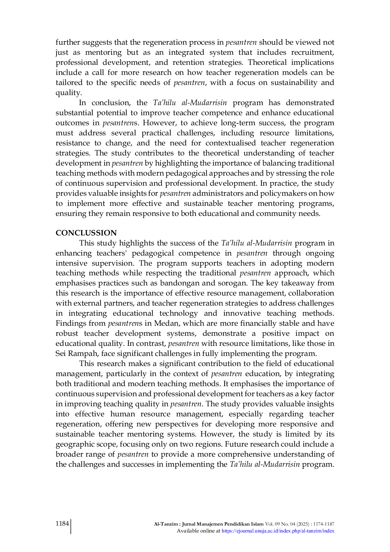 JURIS Strengthening Teacher Development in Pesantren The Role of Human Resource Management Practices in Ta hilu al Mudarrisin