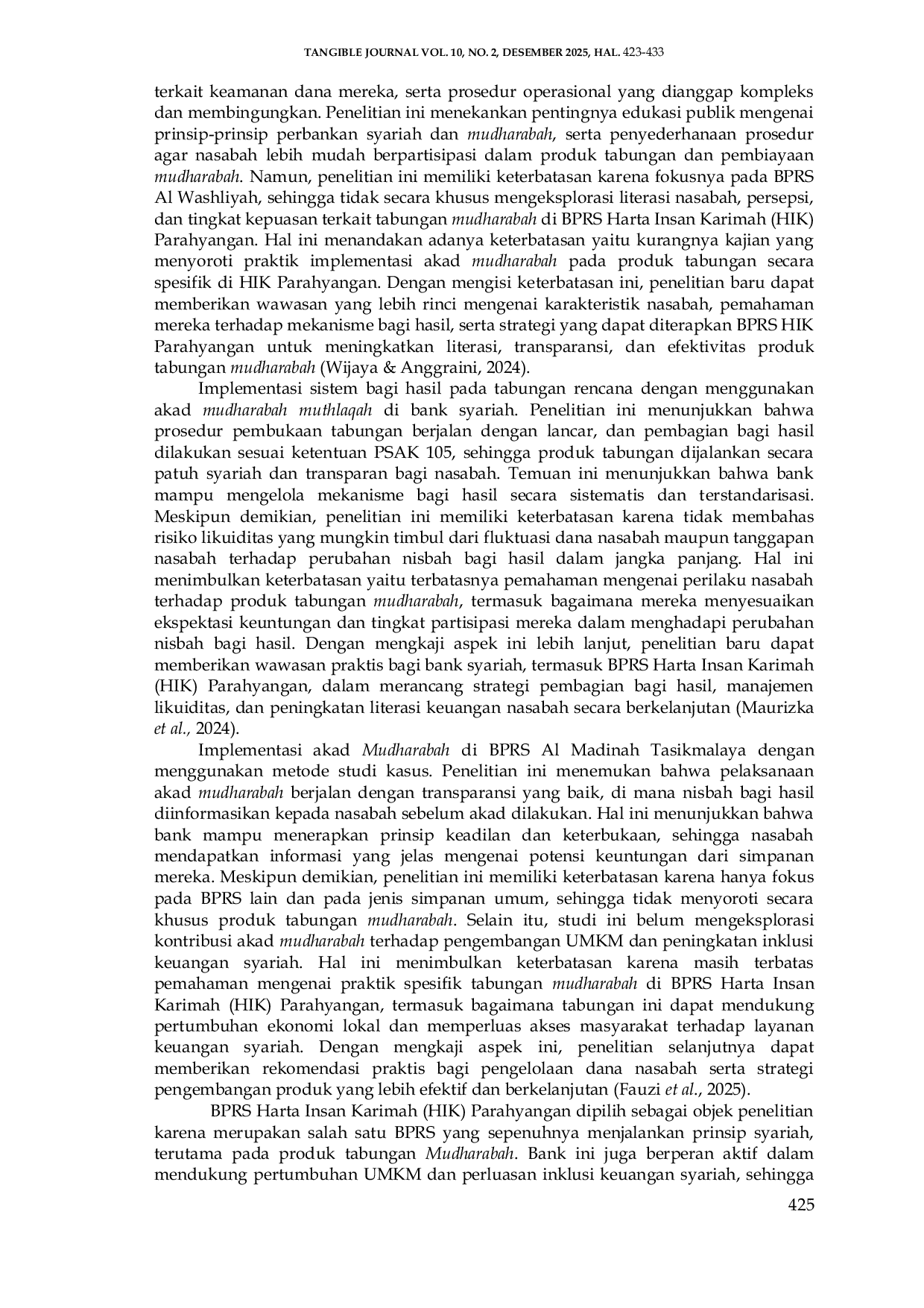 JURIS Implementasi Akad Mudharabah Pada Produk Tabungan Di Bprs Harta Insan Karimah Hik Parahyangan