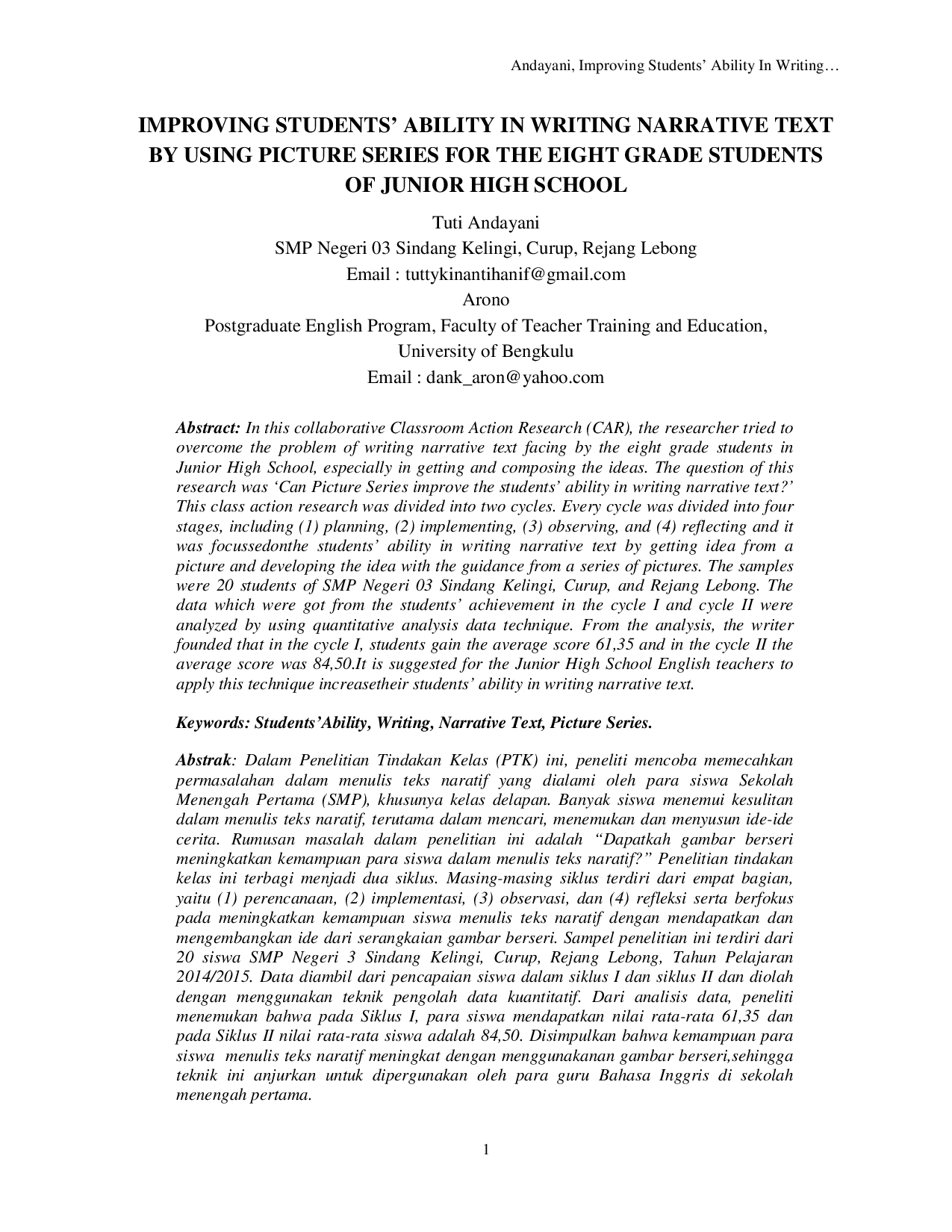 JURIS Improving Students Ability In Writing Narrative Text By Using Picture Series