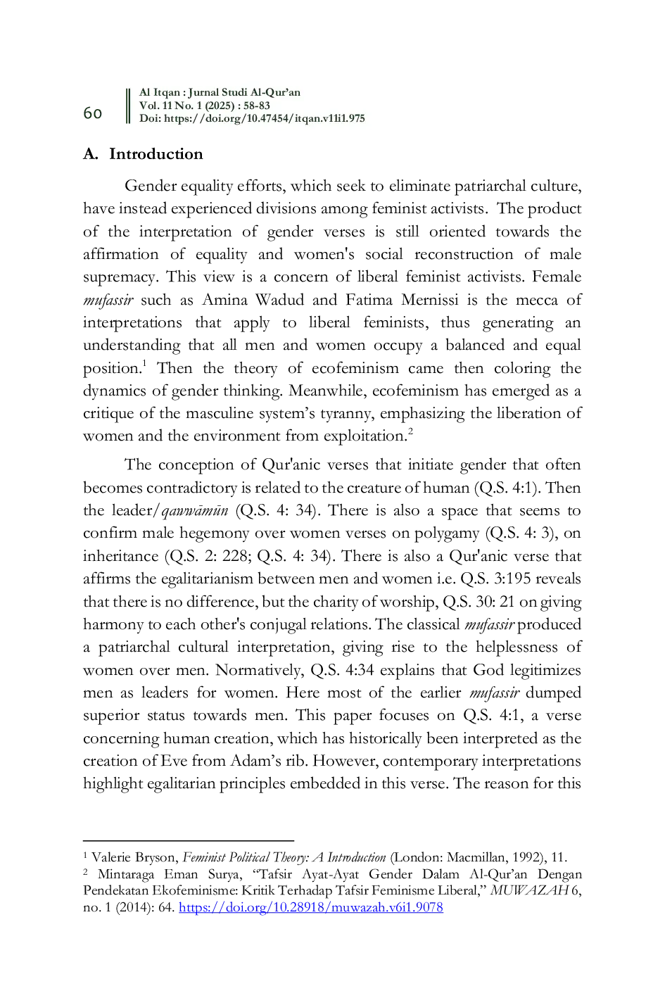 JURIS HUMAN CREATION IN THE QUR AN Ecofeminism Approach