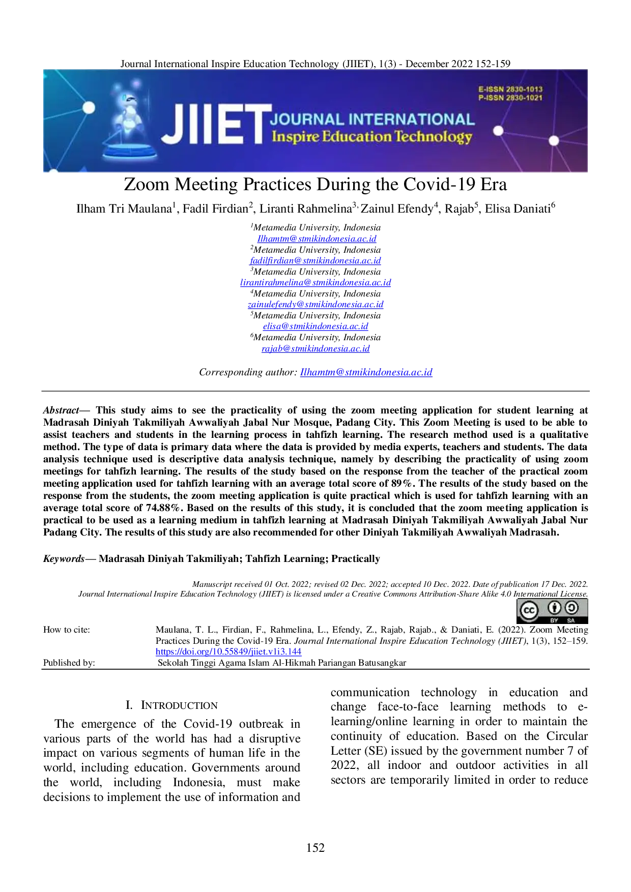 JURIS Zoom Meeting Practices During the Covid 19 Era
