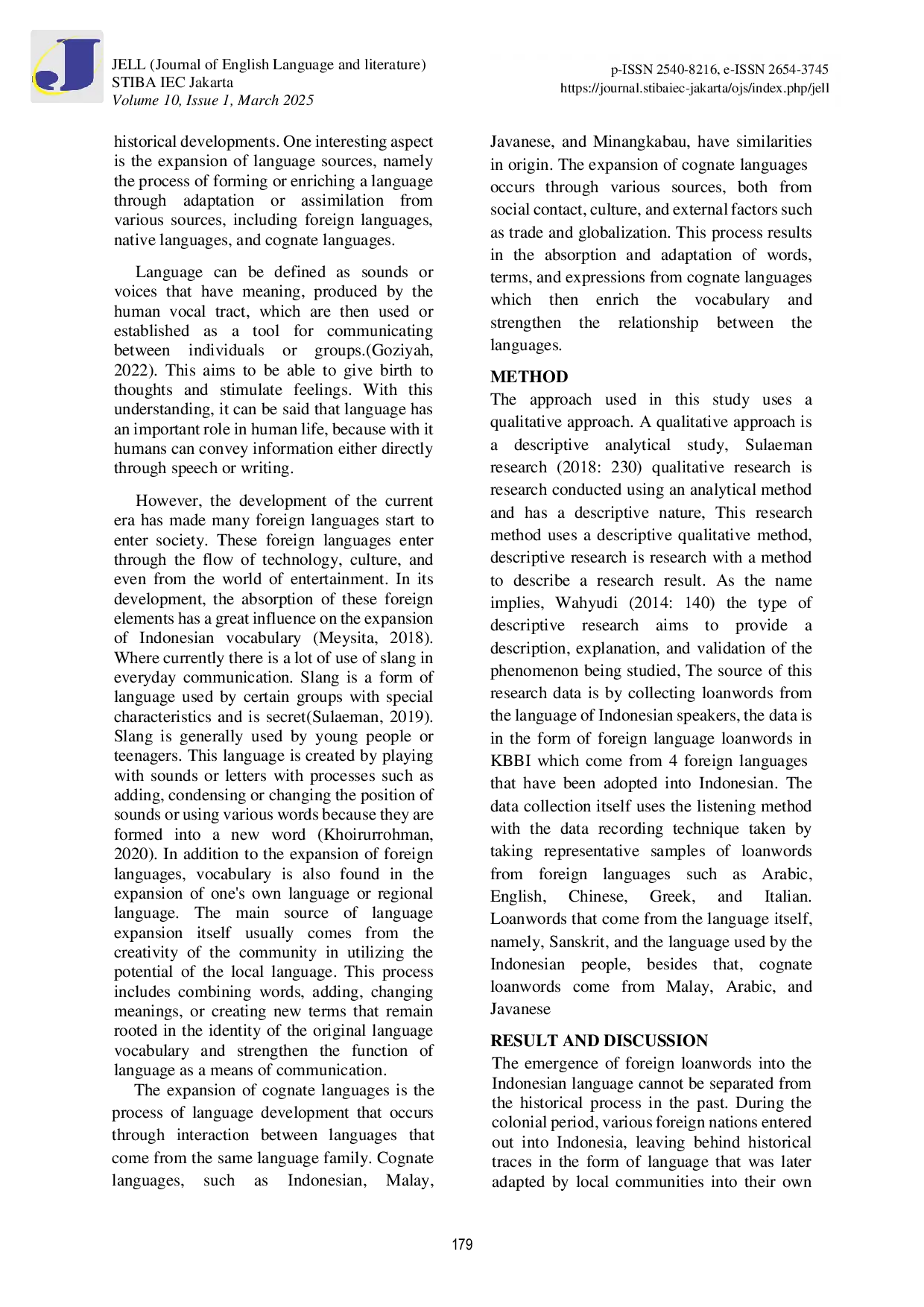 JURIS Development of Indonesian Language in Vocabulary Absorption