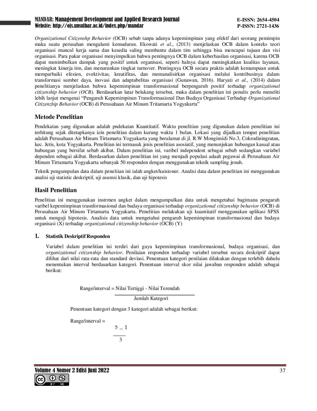 JURIS Pengaruh Kepemimpinan Transformasional Dan Budaya Organisasi Terhadap Organizational Citizenship Behavior OCB