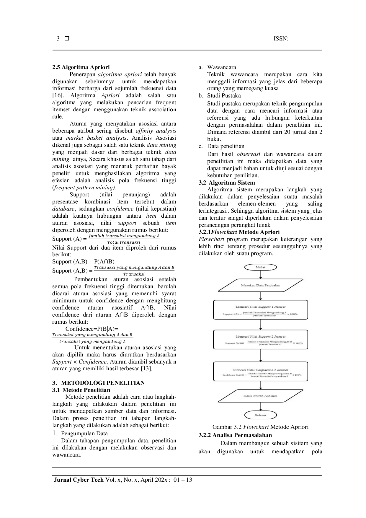 JURIS Penerapan Data Mining dalam Menganalisa Data Penjualan untuk Mendapatkan Pola Rekomendasi Penjualan Menggunakan Algoritma Apriori pada Mini Market Deli Saudara Perbaungan