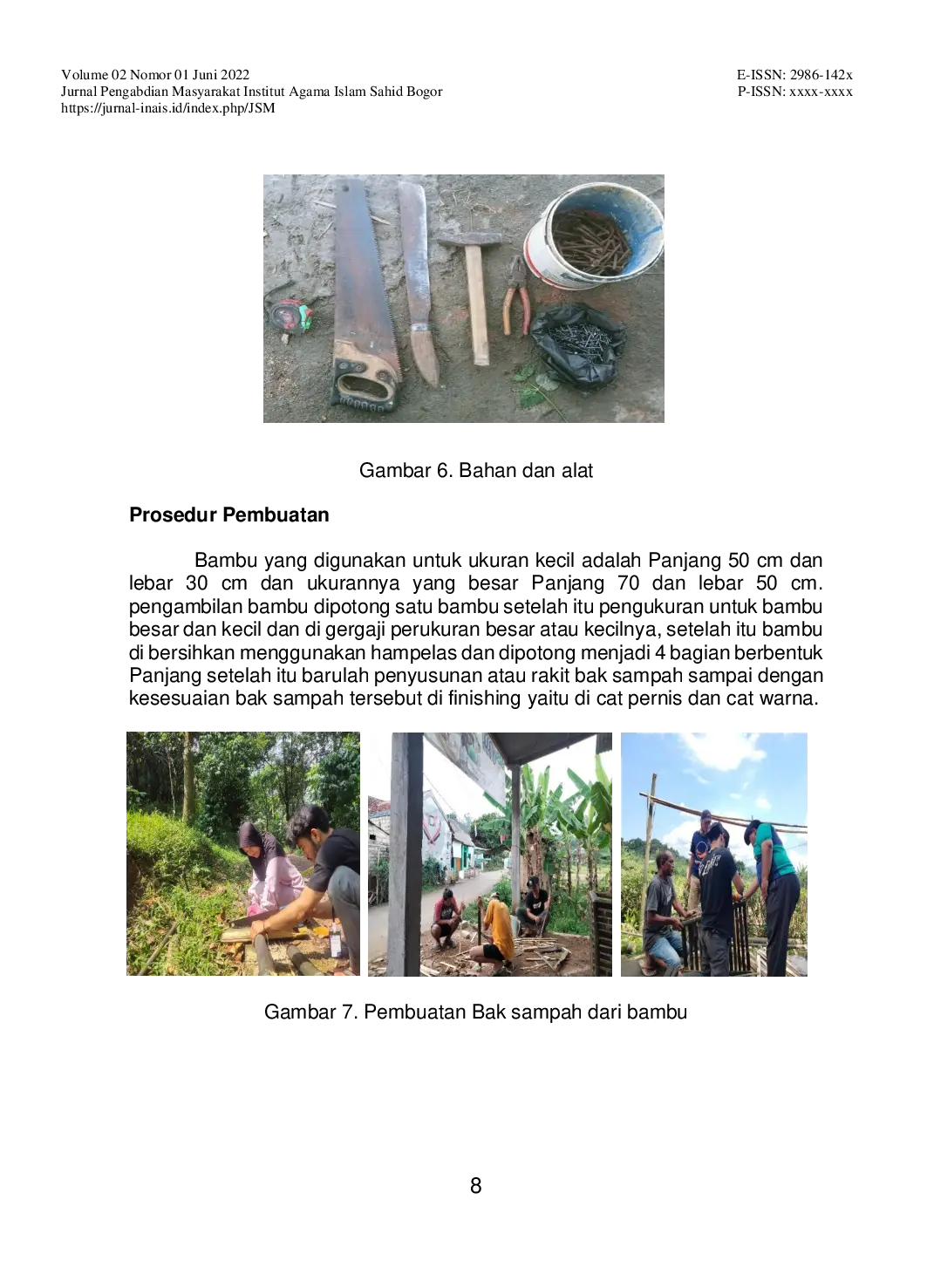 JURIS Kreativitas Masyarakat Melalui Pembuatan Bak Sampah Dari Bambu Sesuai Dengan Kriteria Usia Di Desa Pamijahan