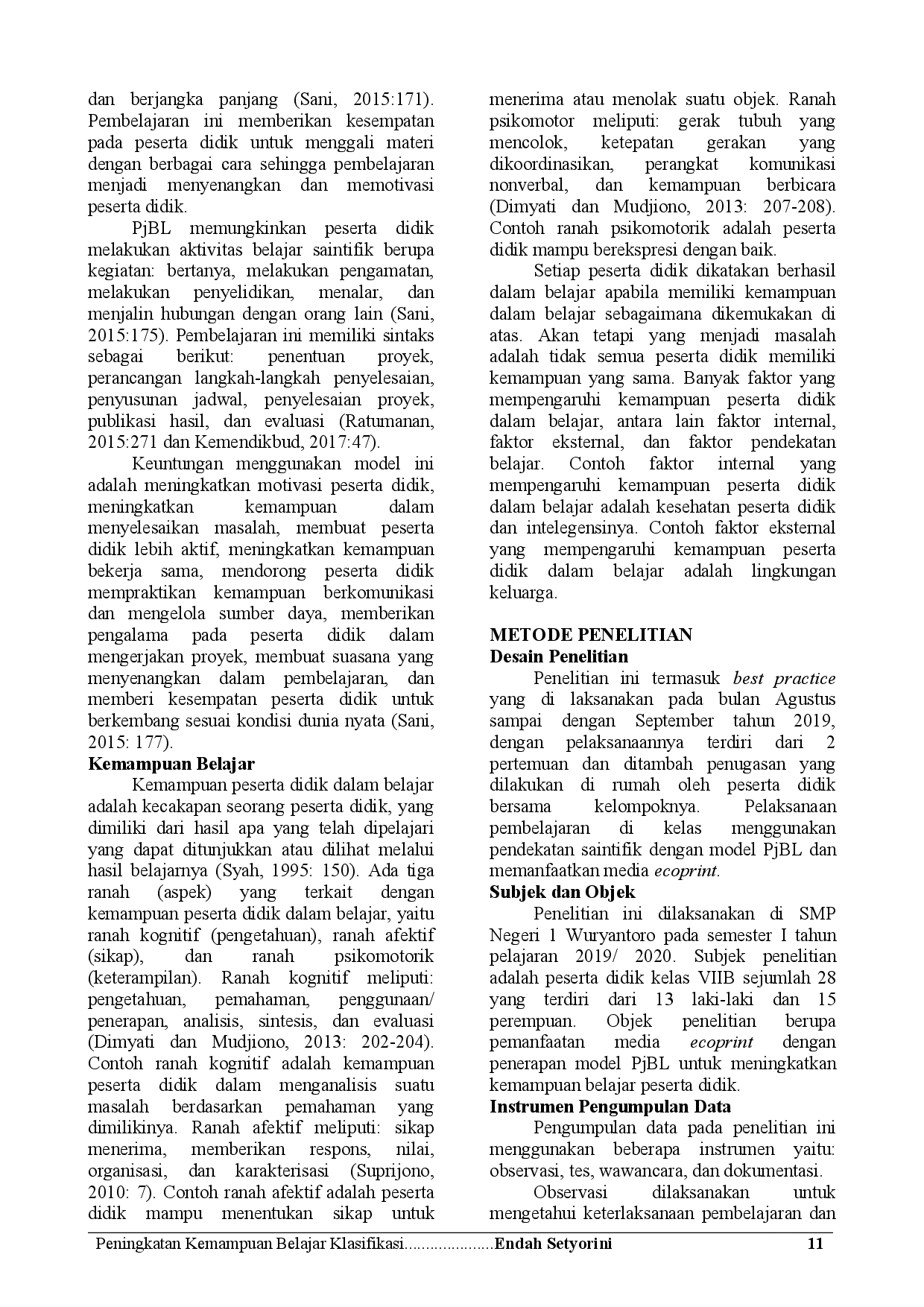 JURIS Peningkatan Kemampuan Belajar Klasifikasi Makhluk Hidup Dengan Media Ecoprint