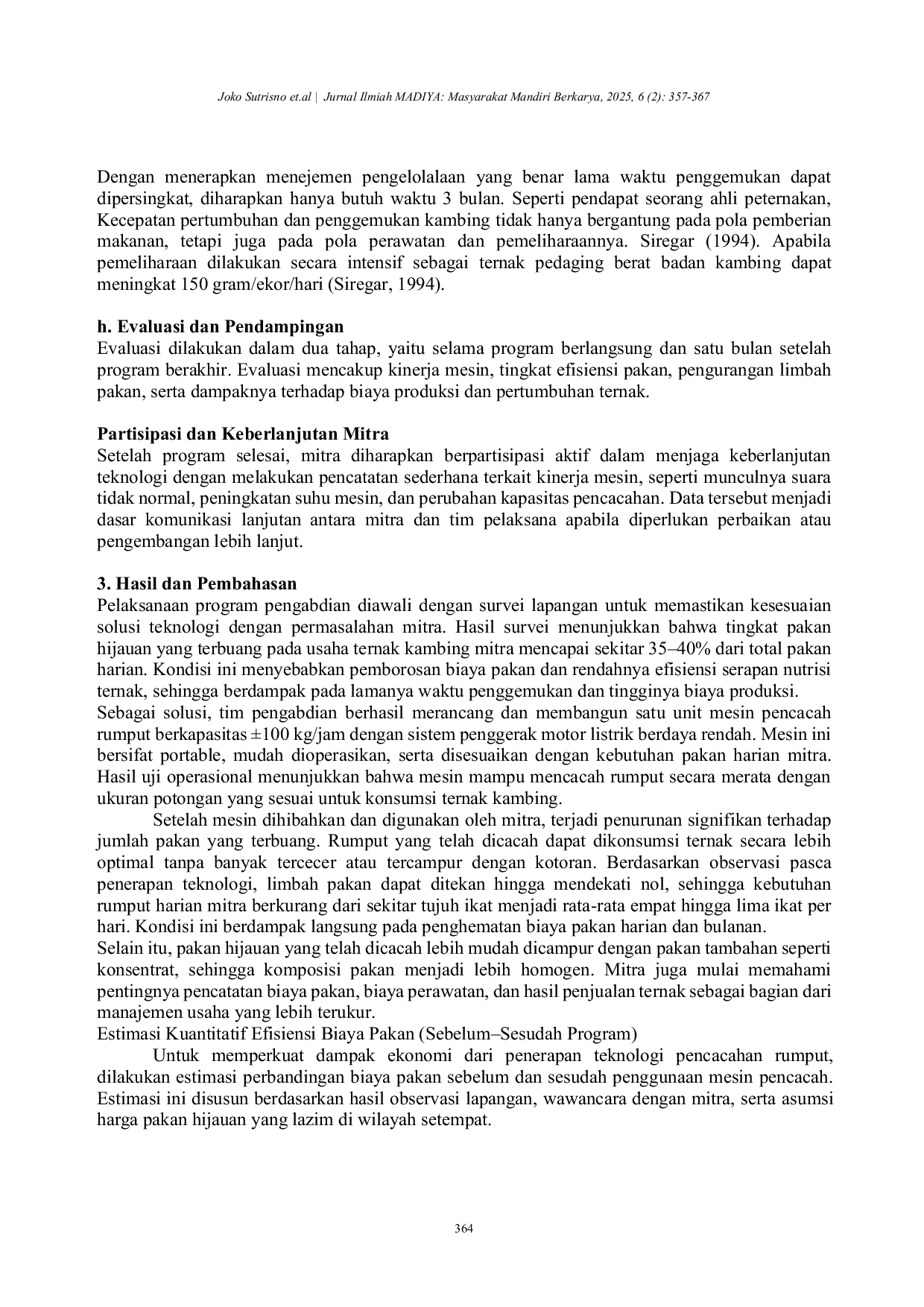 JURIS Rekayasa Mesin Pencacah Rumput sebagai Solusi Teknologi Tepat Guna untuk Efisiensi Pakan Ternak Kambing