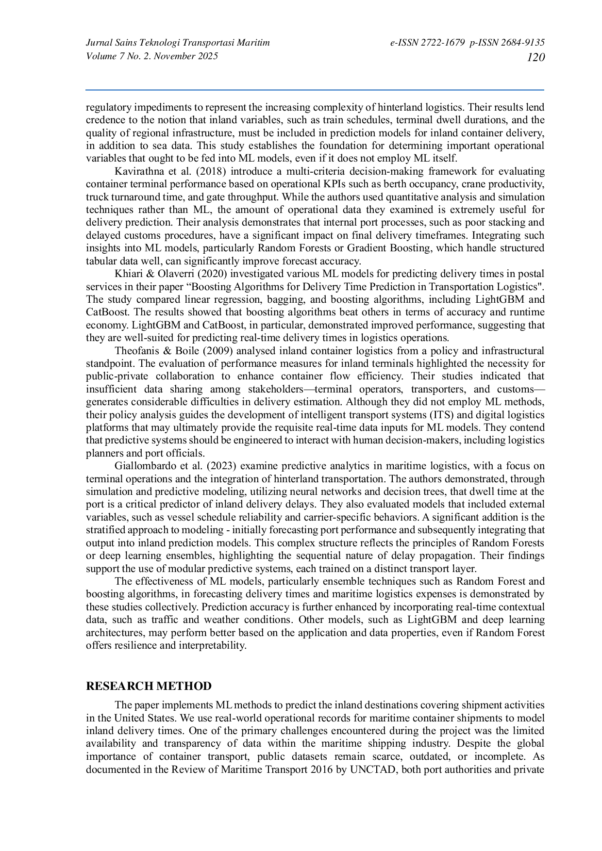 JURIS Predicting Container Delivery Dates Using Machine Learning Techniques A Regression Approach