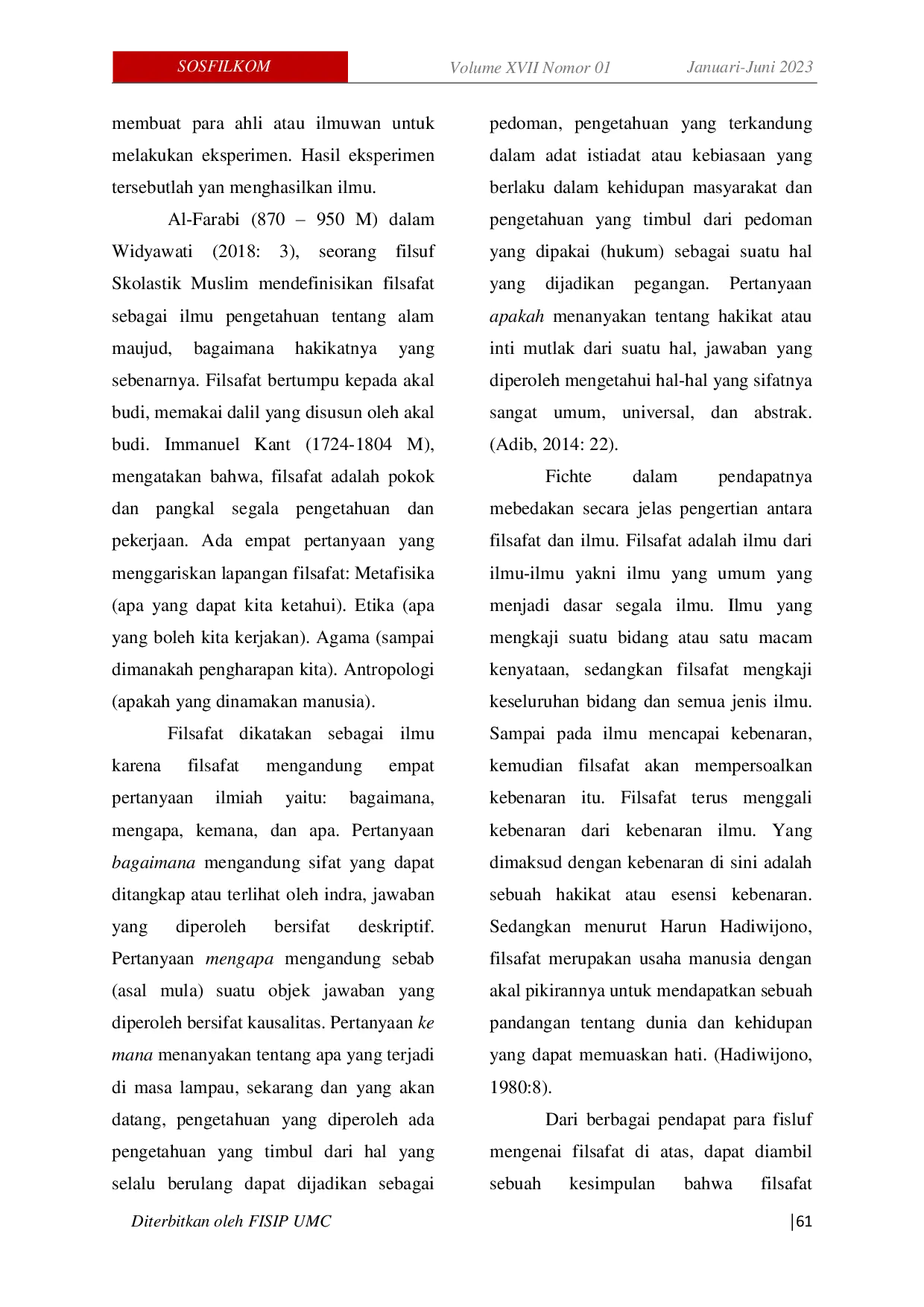 JURIS Perkembangan Filsafat Ilmu dan Peranannya dalam Dunia Pendidikan di Indonesia