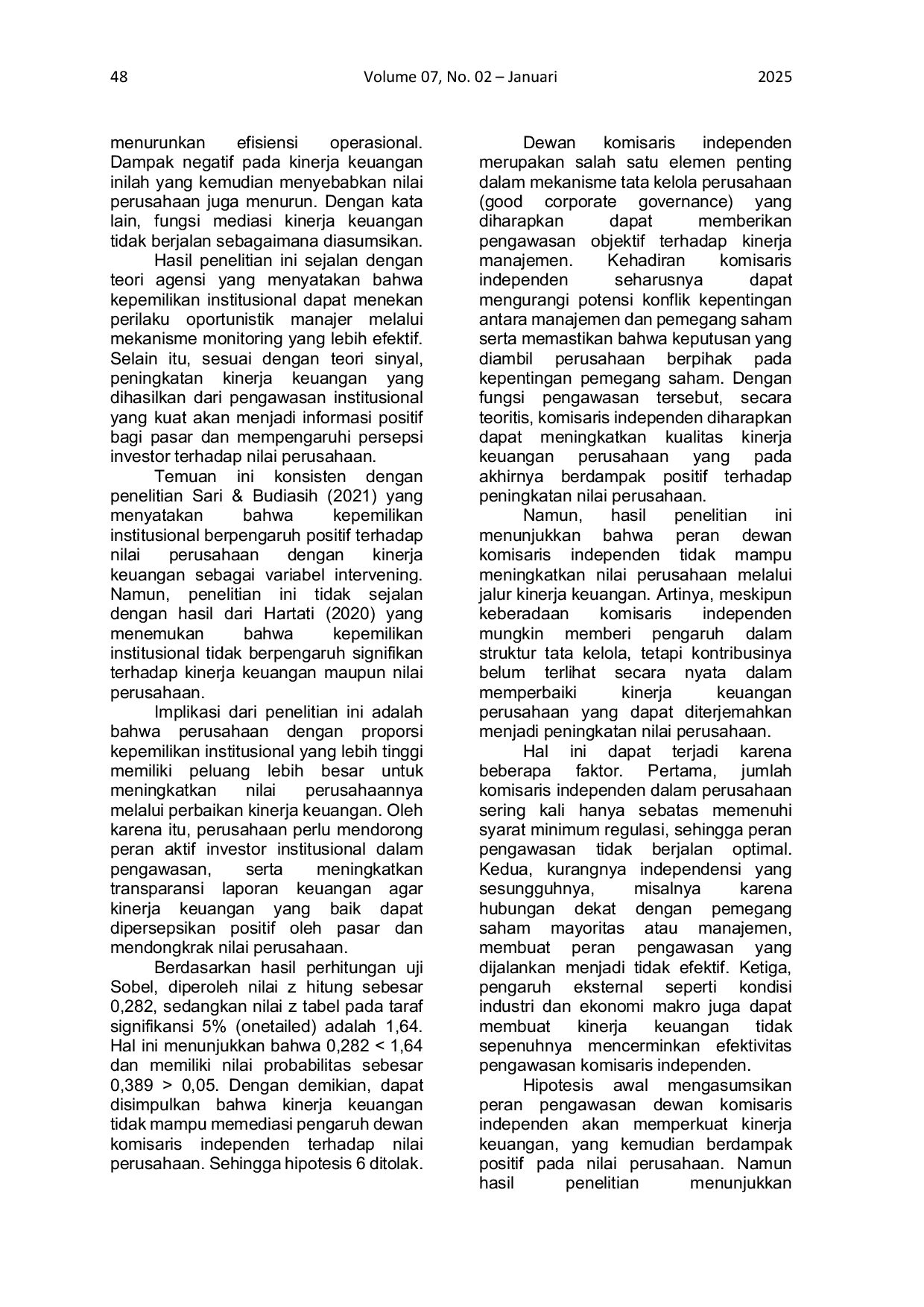 JURIS THE EFFECT OF GOOD CORPORATE GOVERNANCE ON COMPANY VALUE WITH FINANCIAL PERFORMANCE AS AN INTERVENING VARIABLE Study of the Banking Sector Listed in the Indonesian Sharia Stock Index ISSI for the 2