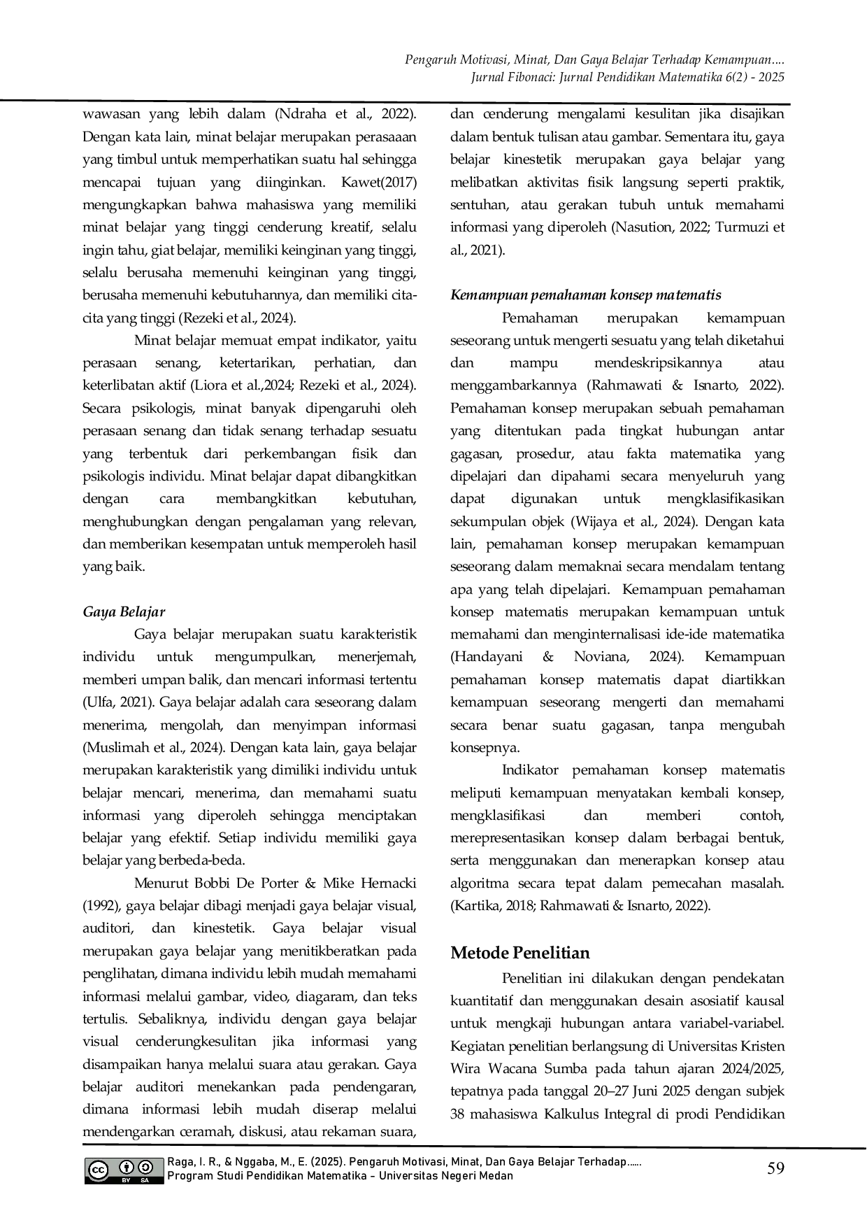 JURIS Pengaruh Motivasi Minat Dan Gaya Belajar Terhadap Kemampuan Pemahaman Konsep Matematis Mahasiswa Program Studi Pendidikan Matematika