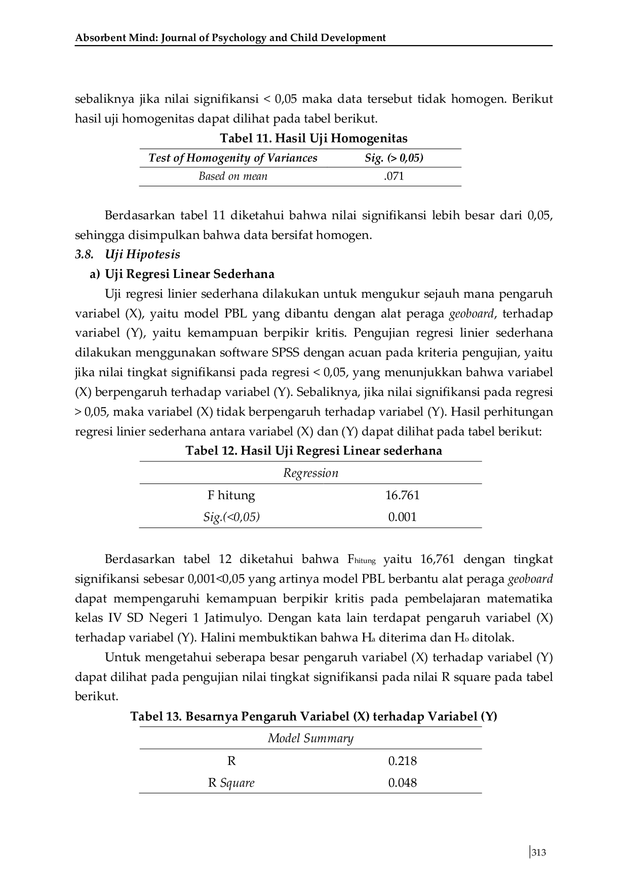 JURIS Pengaruh Problem Based Learning Berbantu Geoboard Terhadap Kemampuan Berpikir Kritis Anak Kelas IV SD