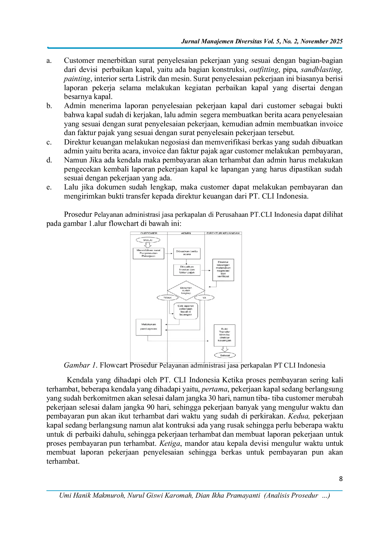 JURIS Analisis Prosedur Pelayanan Administrasi Jasa Perkapalan Studi Kasus Pada PT CLI Indonesia