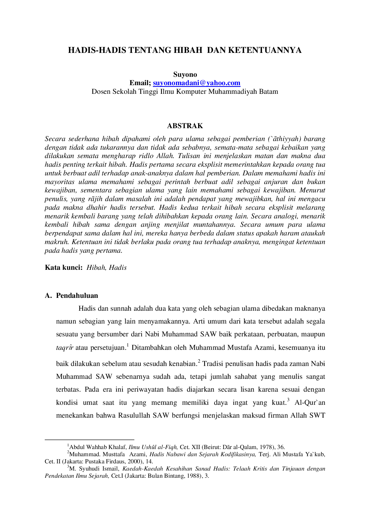 JURIS Hadis Hadis Tentang Hibah Dan Ketentuannya