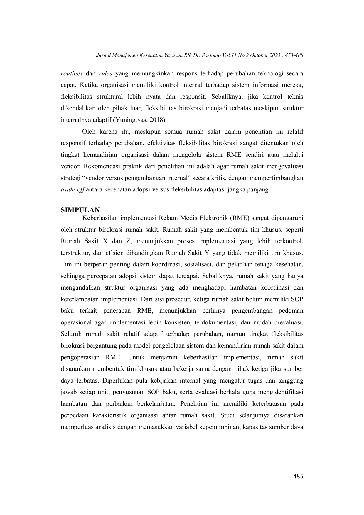 JURIS Analisis Keberhasilan Implementasi Kebijakan Rekam Medis Elektronik Perspektif Struktur Birokrasi