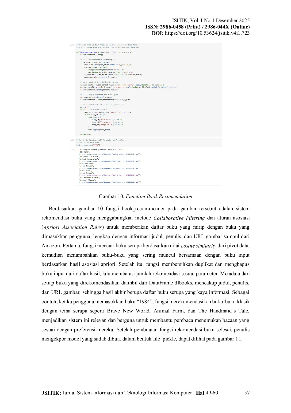 JURIS Penerapan Algoritma Apriori untuk Mengidentifikasi Pola Peminjaman Buku Pada Perpustakaan Mas Trip Kabupaten Kediri