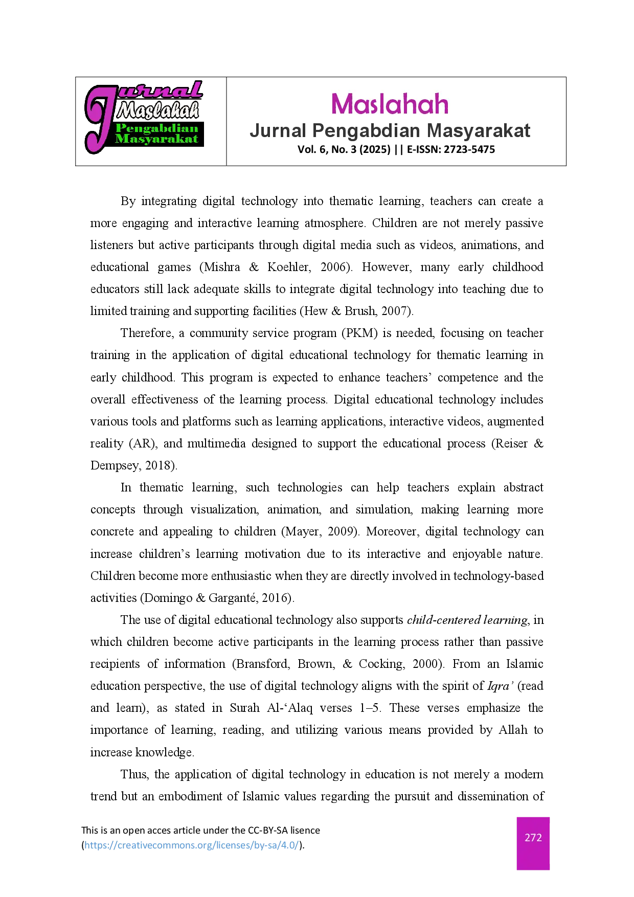 juris Implementation of Digital Educational Technology in Thematic Learning for Children at Tadika Al Fikh Orchard Malaysia