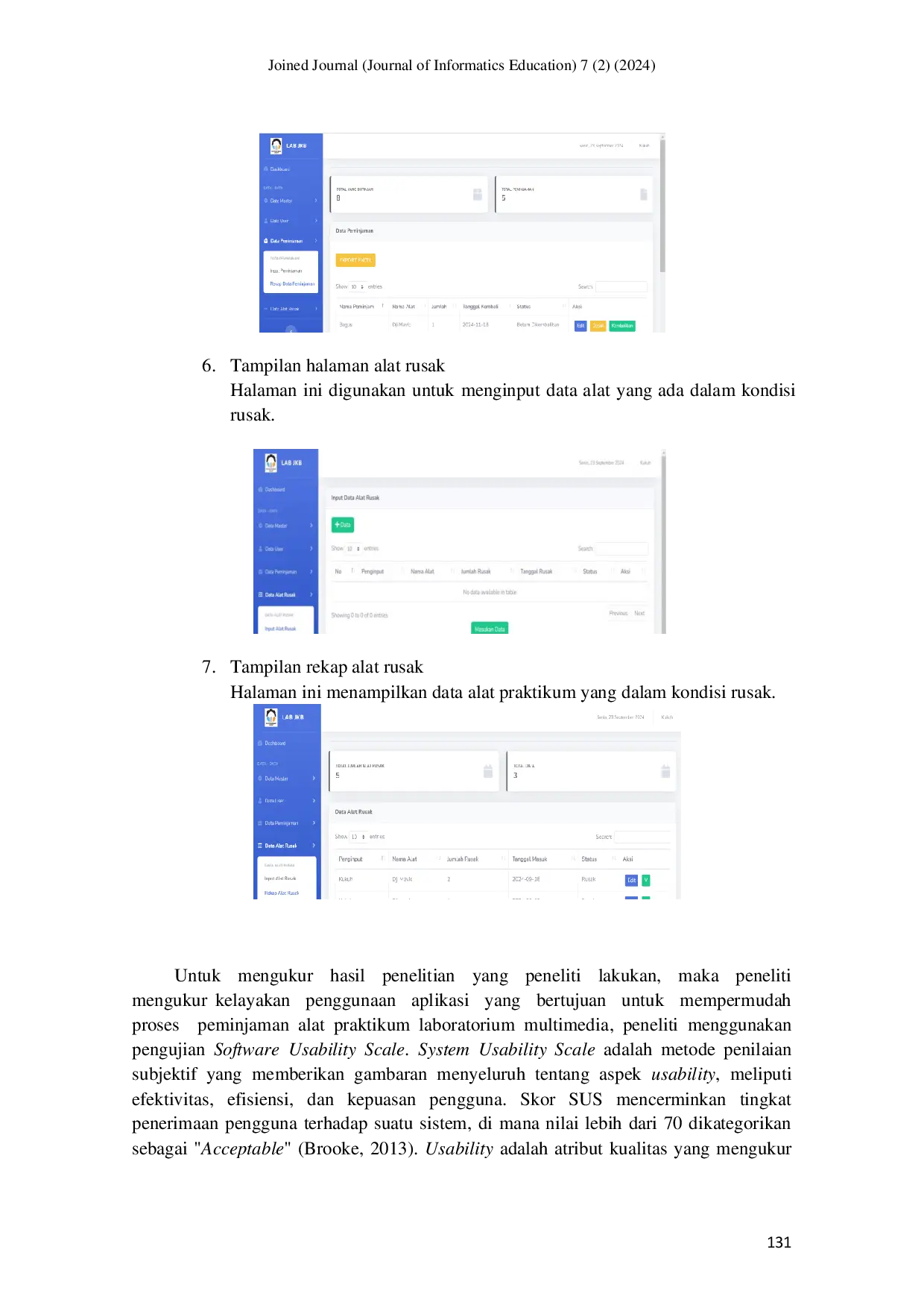 JURIS Sistem Informasi Peminjaman Alat Praktikum Laboratorium Multimedia Berbasis Website dengan Framework Laravel