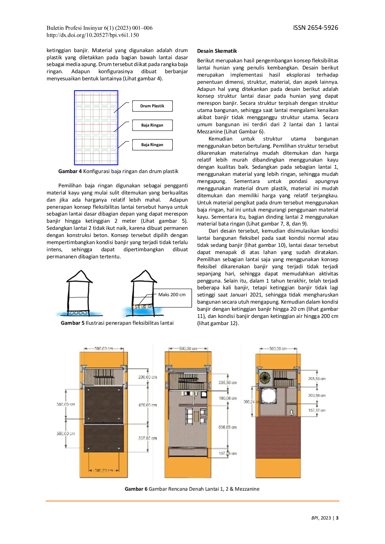 JURIS Fleksibilitas Lantai Hunian Alternatif Konsep Mitigasi Banjir di Kota Barabai