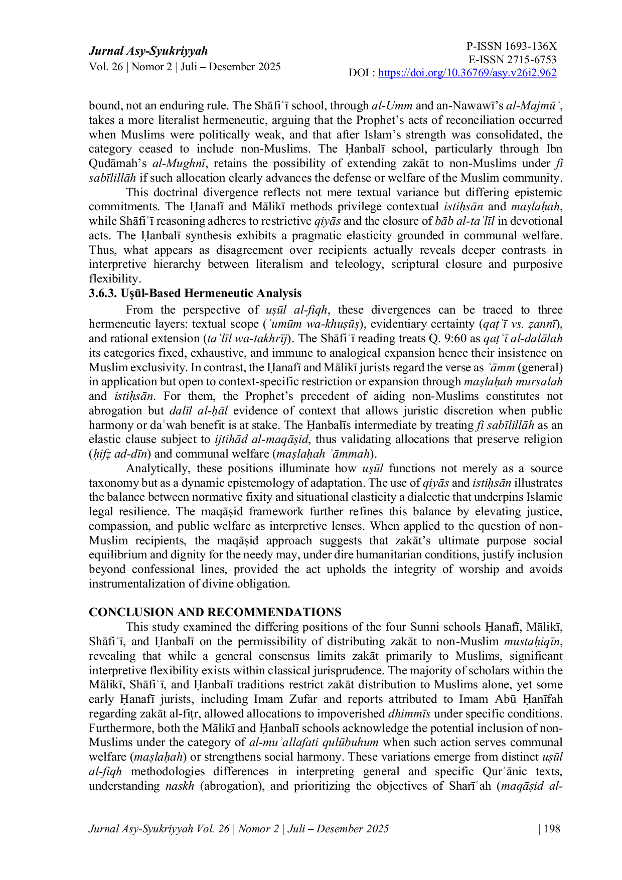 JURIS Comparative Fiqh Analysis of Mazhab s of Thought on the Distribution of Zakat to Non Muslim Mustauiq