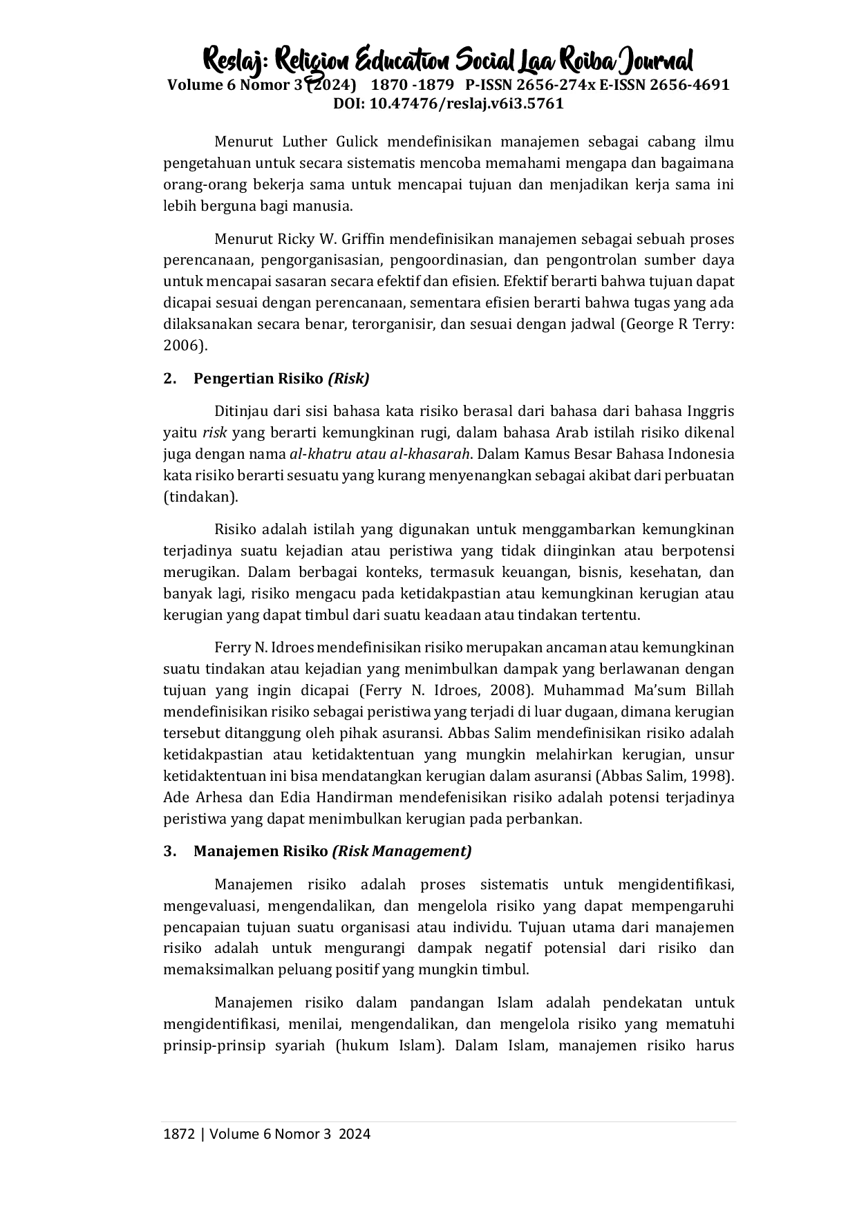 JURIS Konsep Manajemen Resiko dalam Al Quran