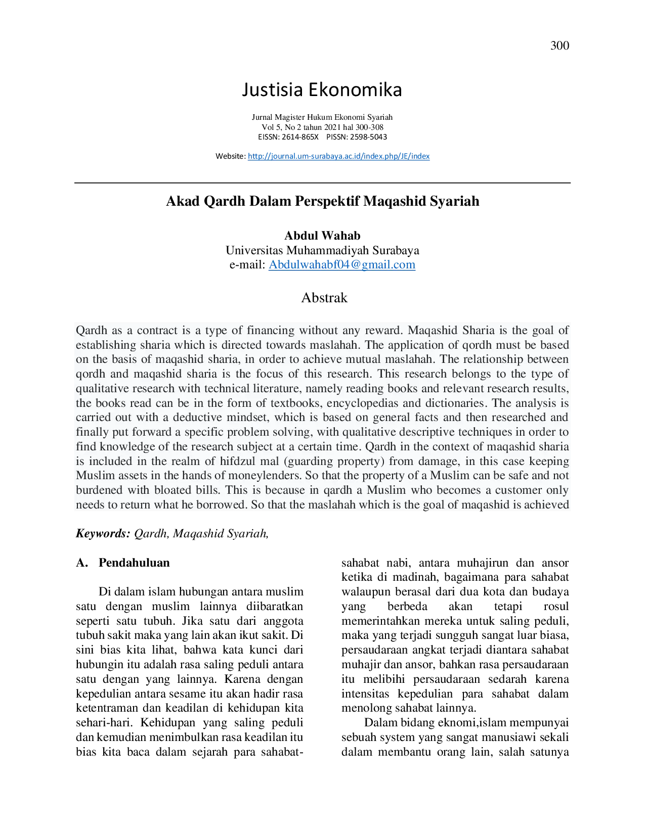 JURIS Akad Qardh Hasan Dalam Perspektif Maqashid Syariah