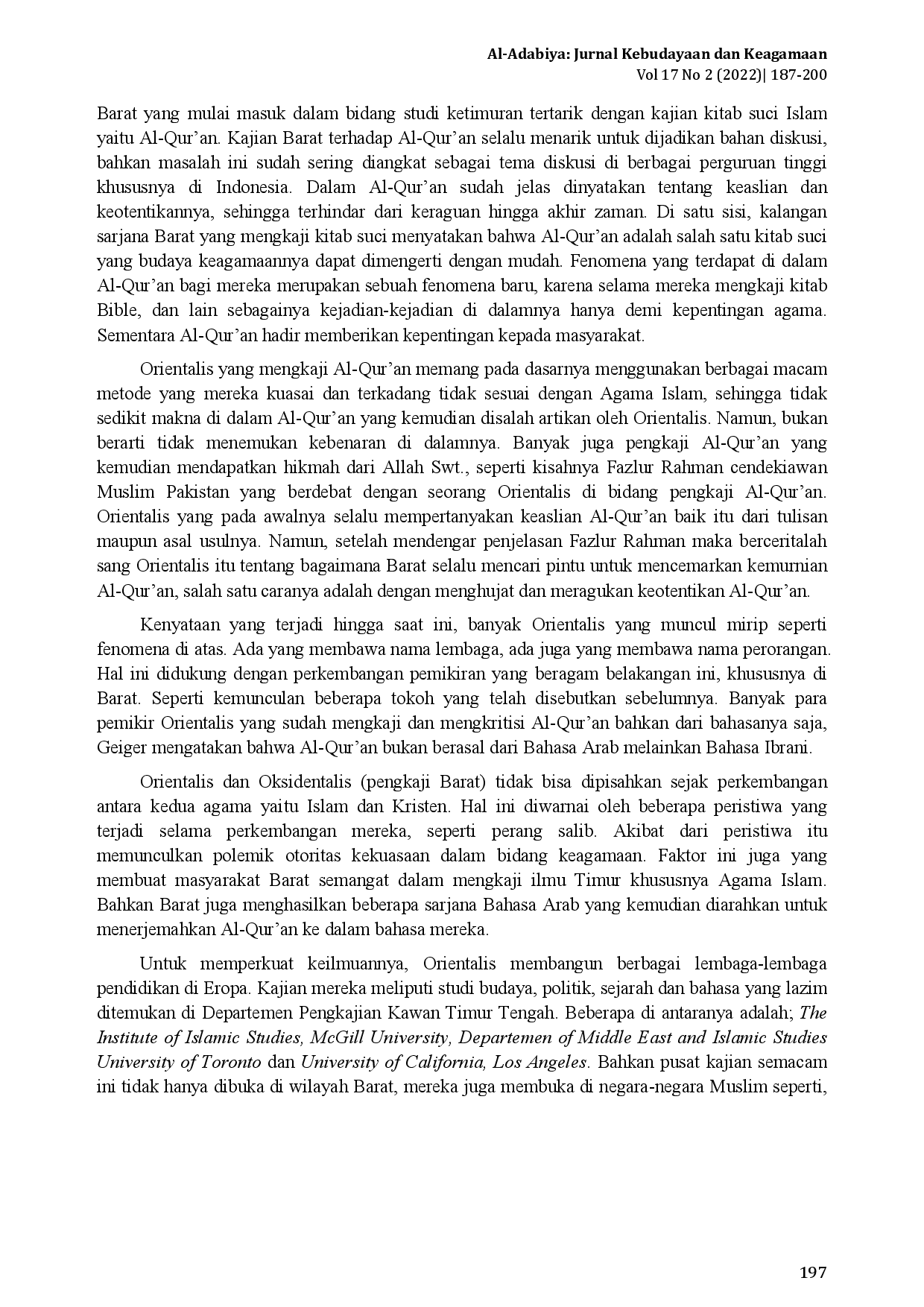 juris Kritik Orientalis dalam Aspek Ontologis Studi Al Qur an