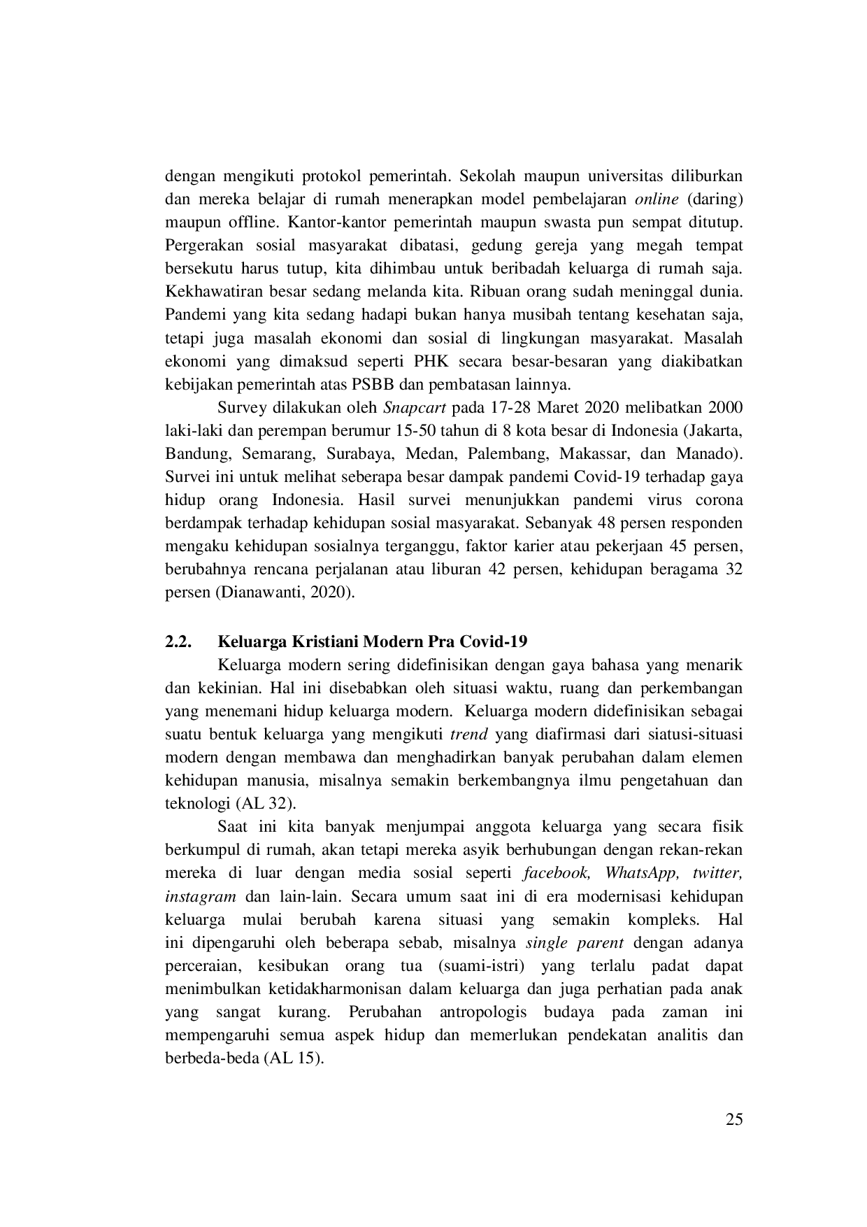 JURIS Masa Pandemi Covid 19 sebagai Sekolah Kemanusiaan Bagi Keluarga Kristiani