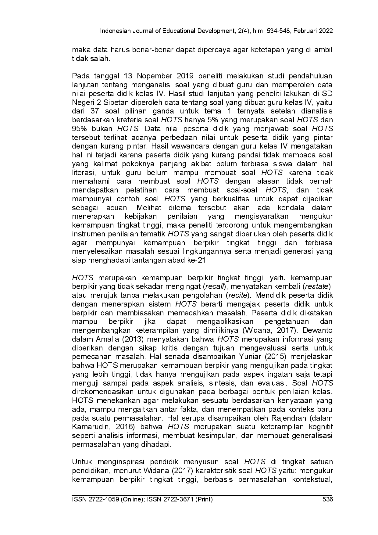 juris Pengembangan instrumen penilaian tematik berbasis HOTS untuk peserta didik kelas IV sekolah dasar