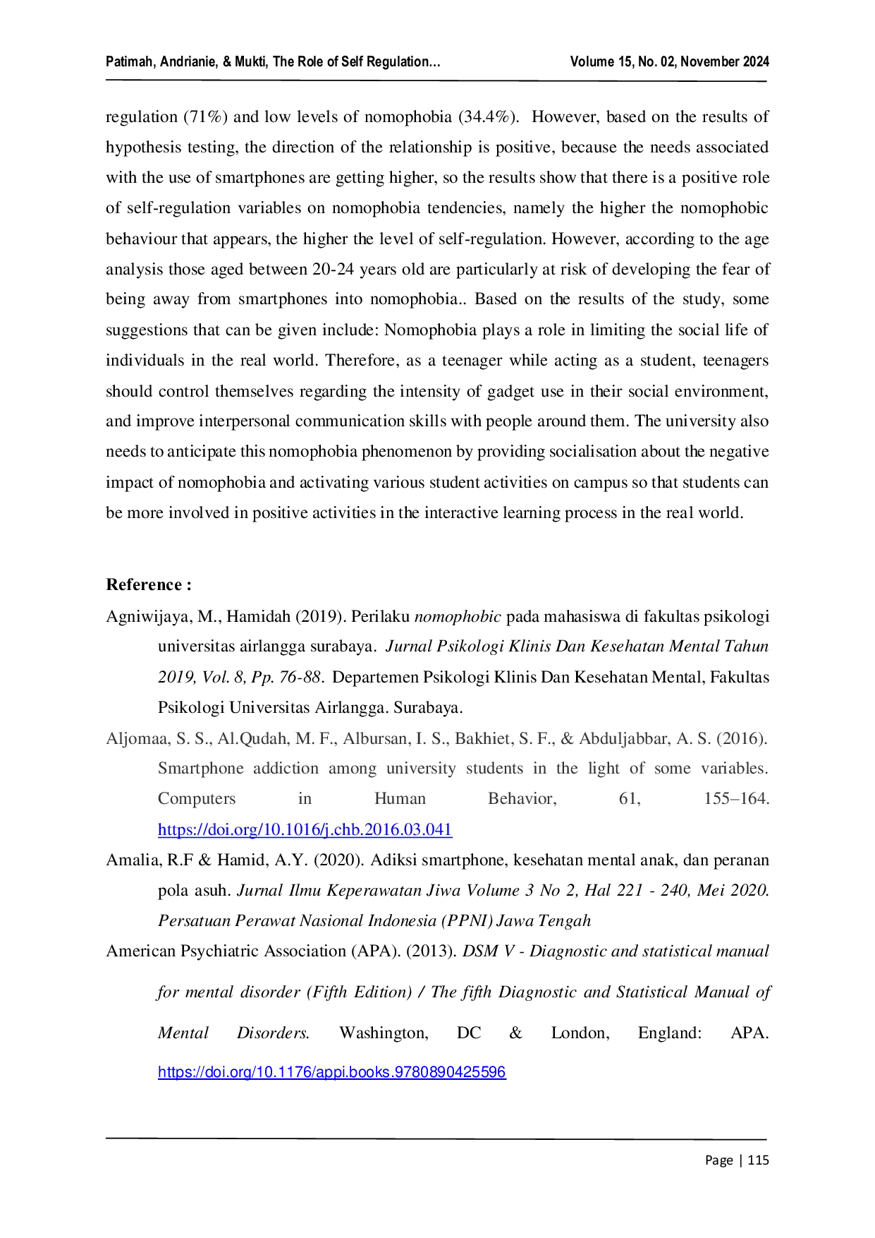 JURIS The Role of Self Regulation on the Tendency of Nomophobia in College Students