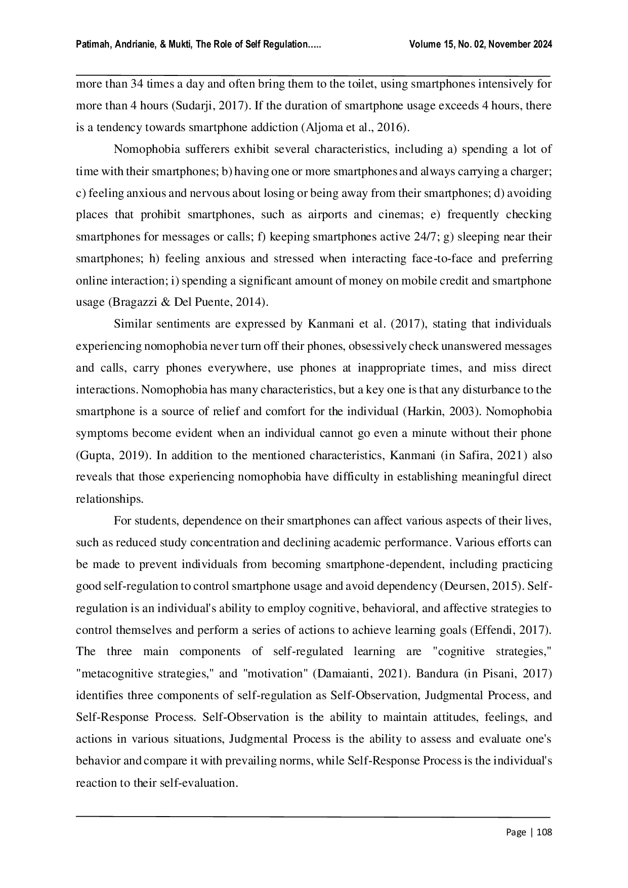 JURIS The Role of Self Regulation on the Tendency of Nomophobia in College Students
