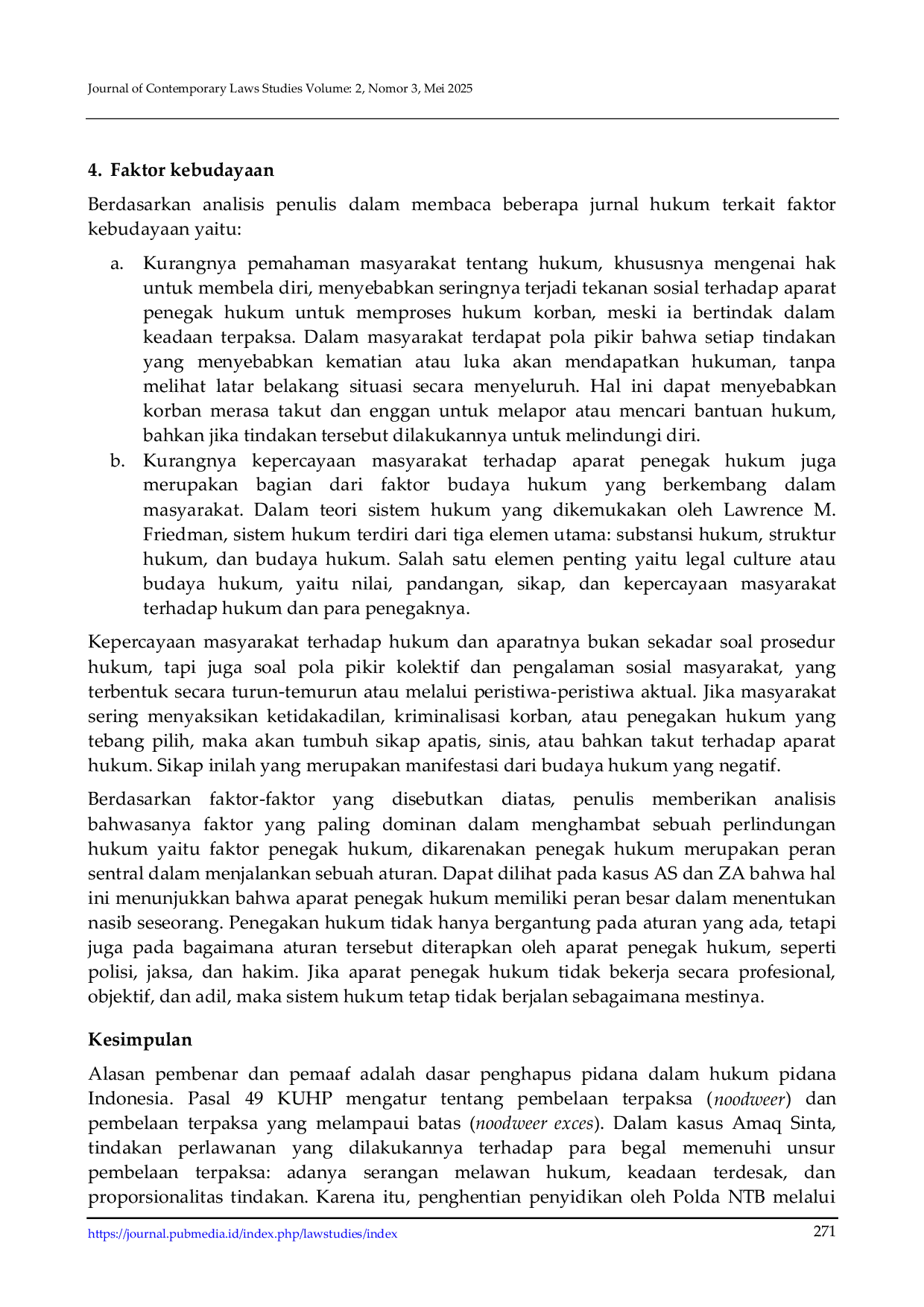 JURIS Analisis Yuridis Terhadap Perlindungan Hukum Korban Yang Melakukan Pembelaan Terpaksa