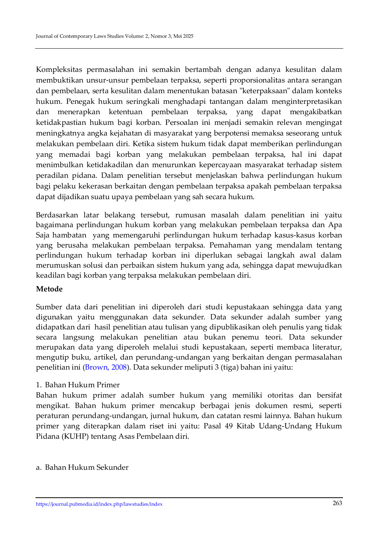 JURIS Analisis Yuridis Terhadap Perlindungan Hukum Korban Yang Melakukan Pembelaan Terpaksa