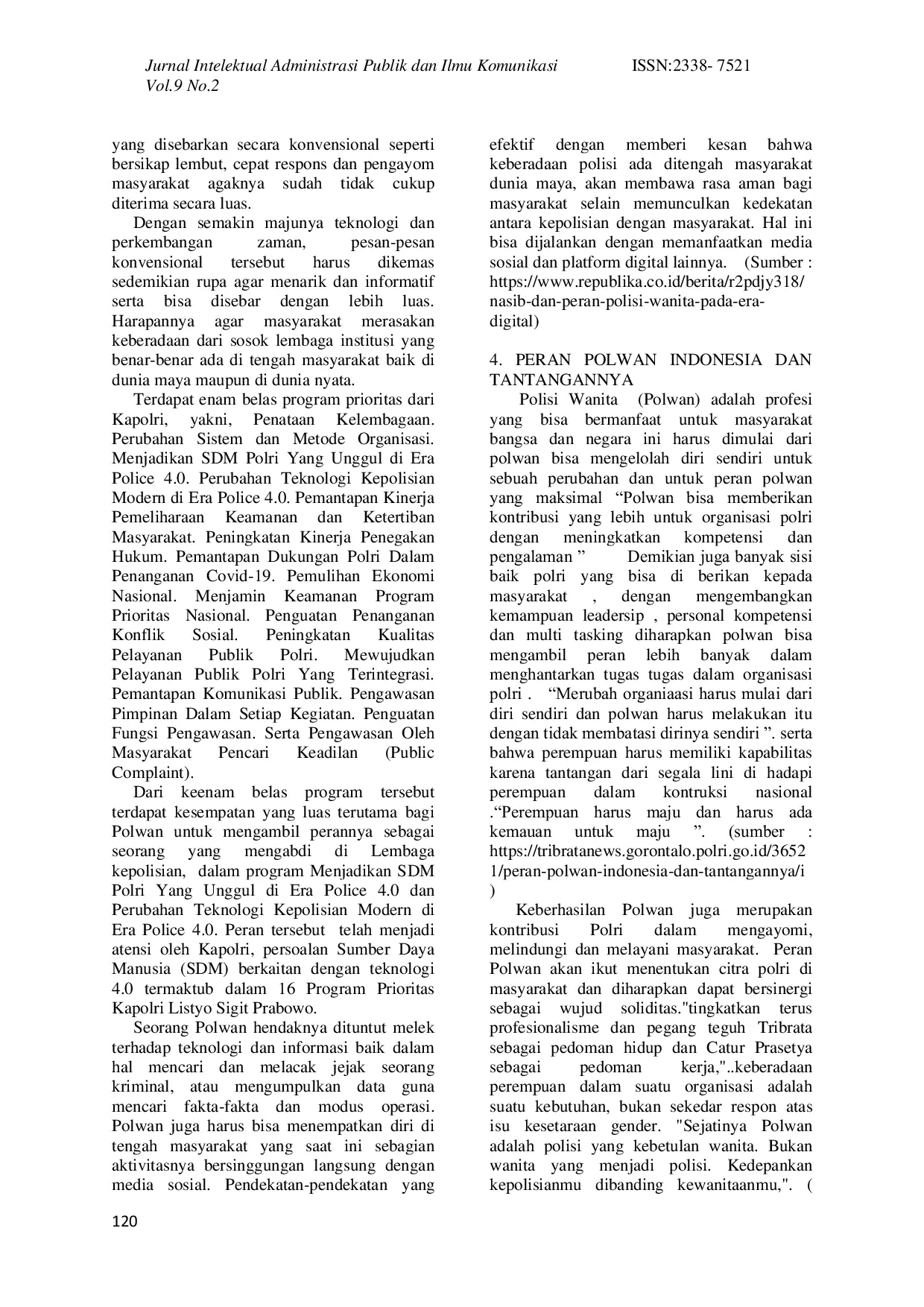 JURIS Peran Polisi Wanita Polwan Dalam Era Digital