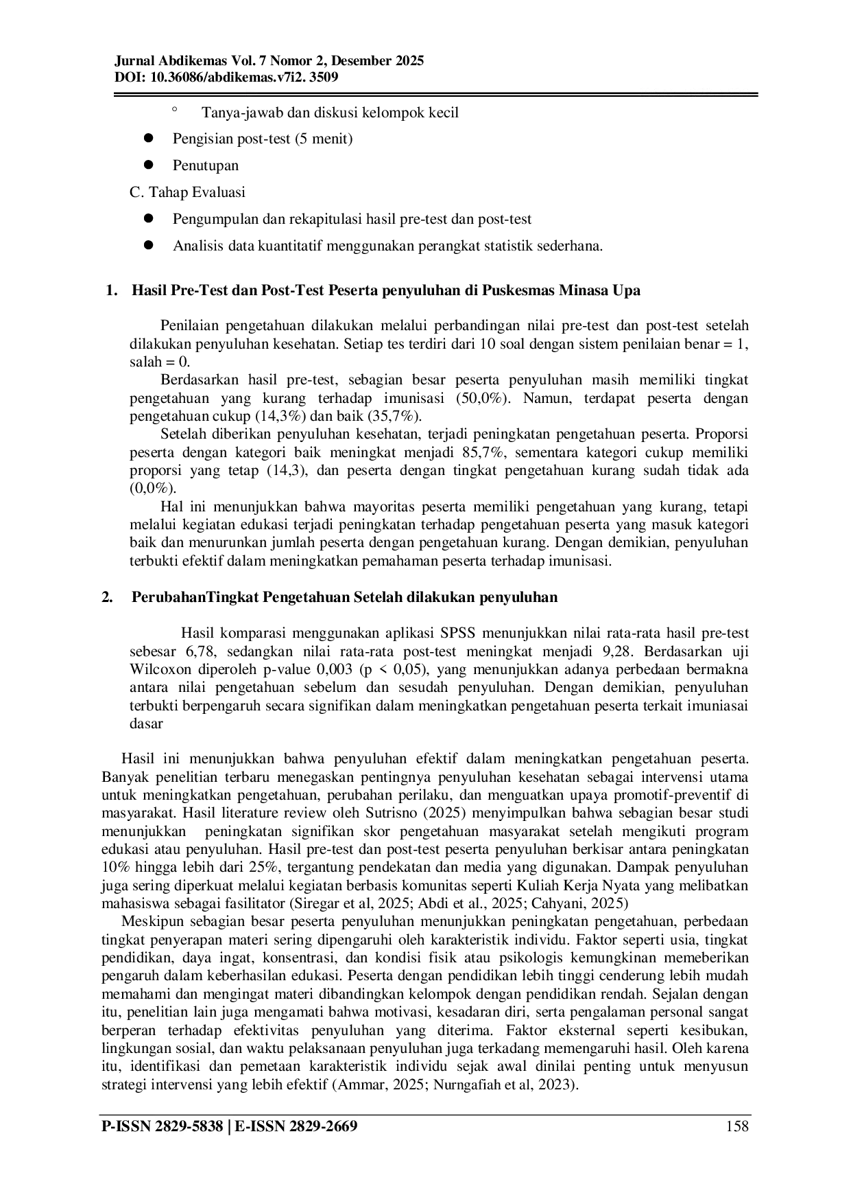 JURIS Upaya Peningkatan Pengetahuan Orang Tua Terkait Imunisasi Dasar Melalui Penyuluhan Kesehatan di Puskemas